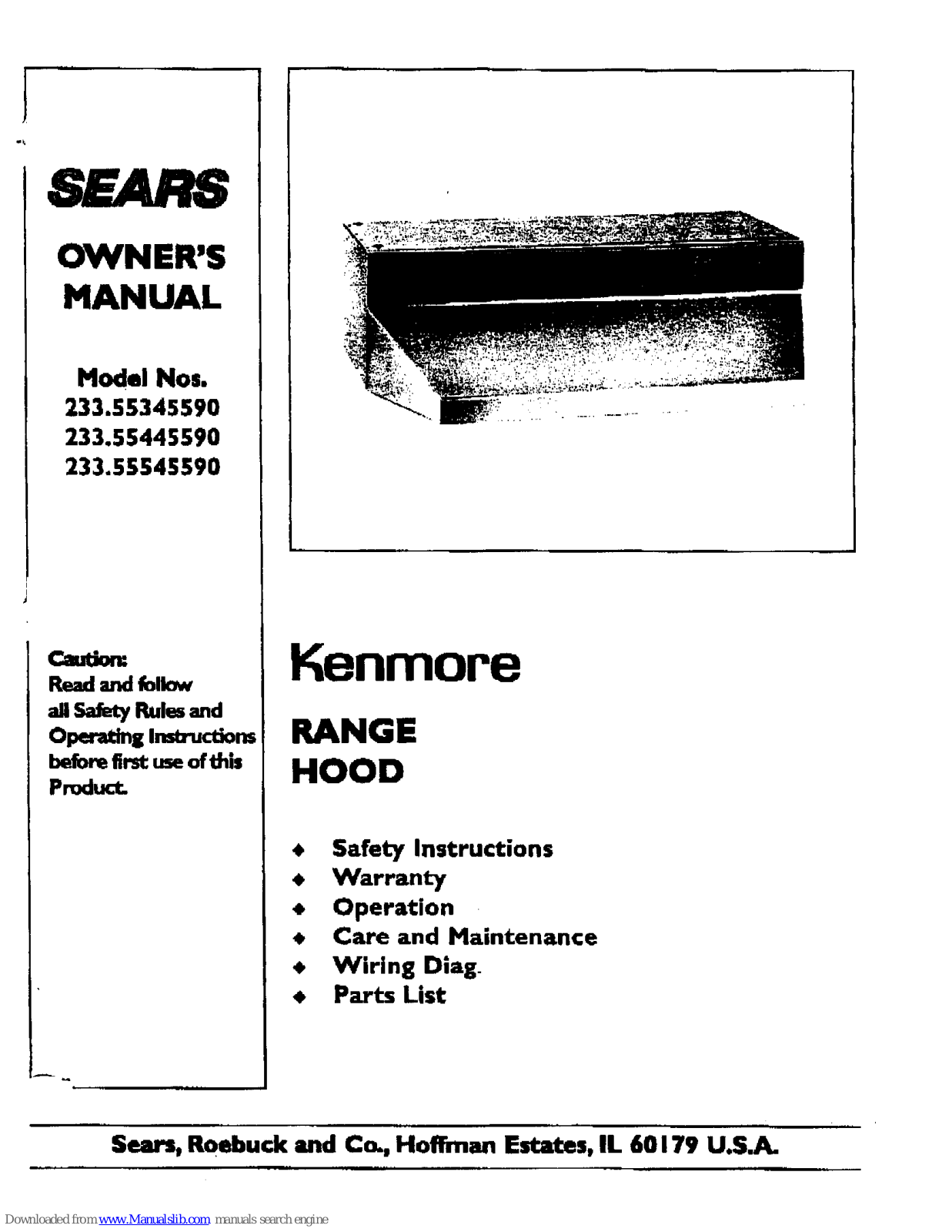 Kenmore 233.5534559, KENMORE 233.5554559, KENMORE 233.5544559 Owner's Manual - ManualMachine.com