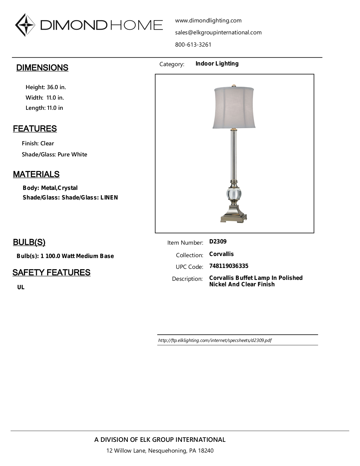 ELK Home D2309 User Manual