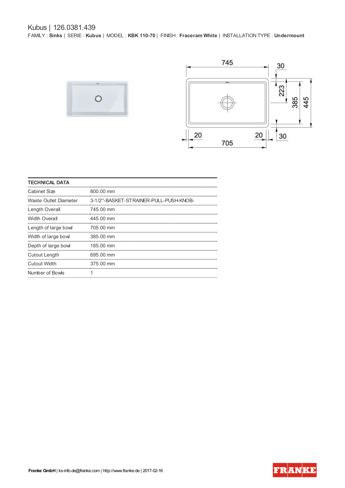 Franke 126.0381.439 Service Manual