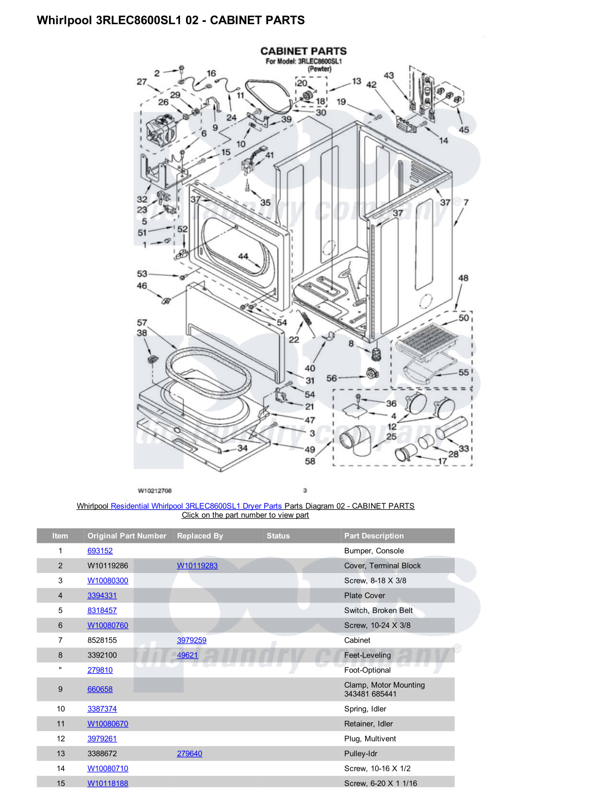 Whirlpool 3RLEC8600SL1 Parts Diagram