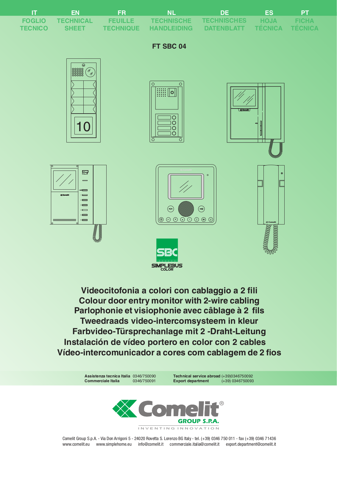 Comelit FT SBC 04 User Manual