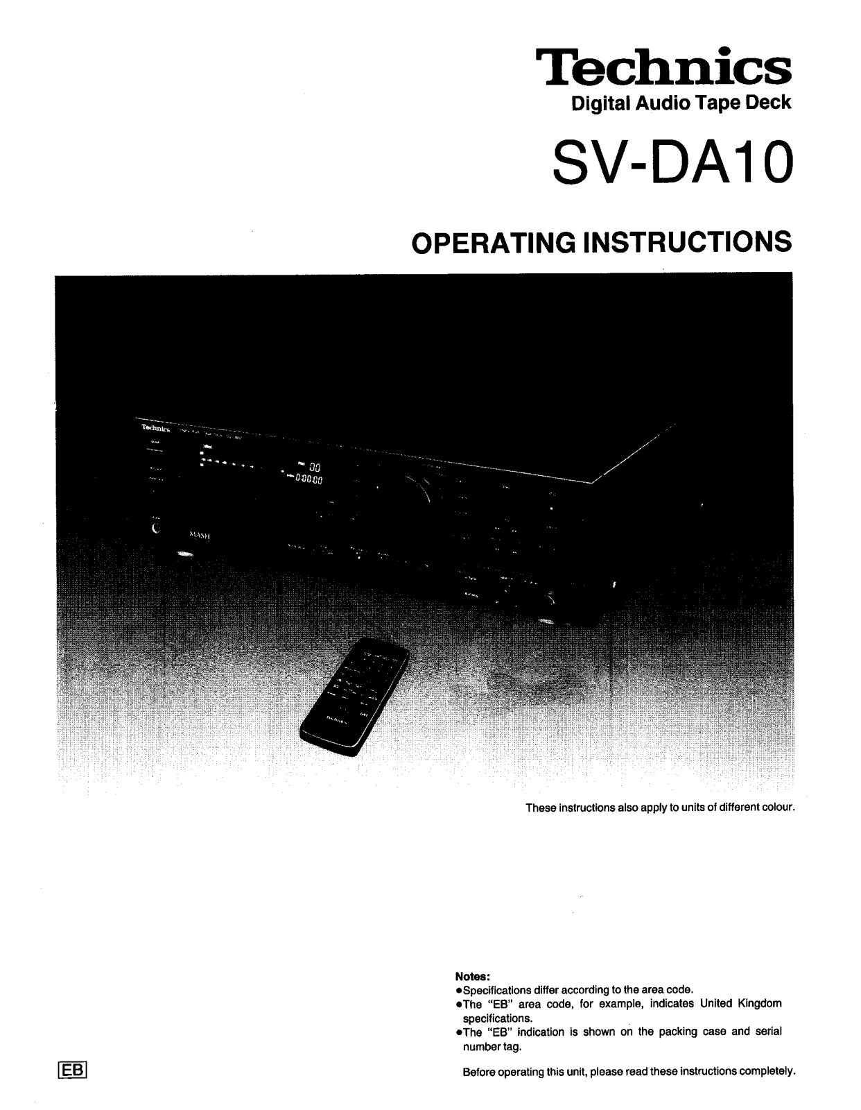 Panasonic SV-DA10 User Manual