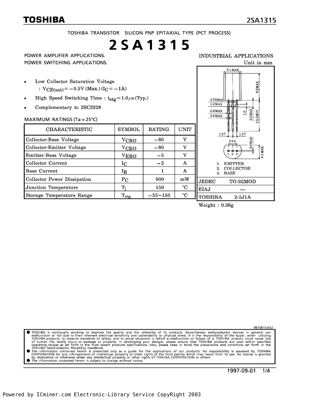Datasheet 2SA1315 Specification - ManualMachine.com