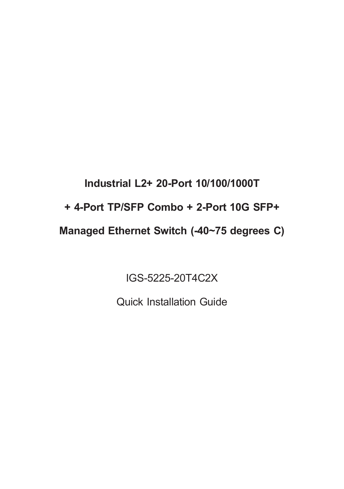 Planet IGS-5225-20T4C2X Quick Installation Manual