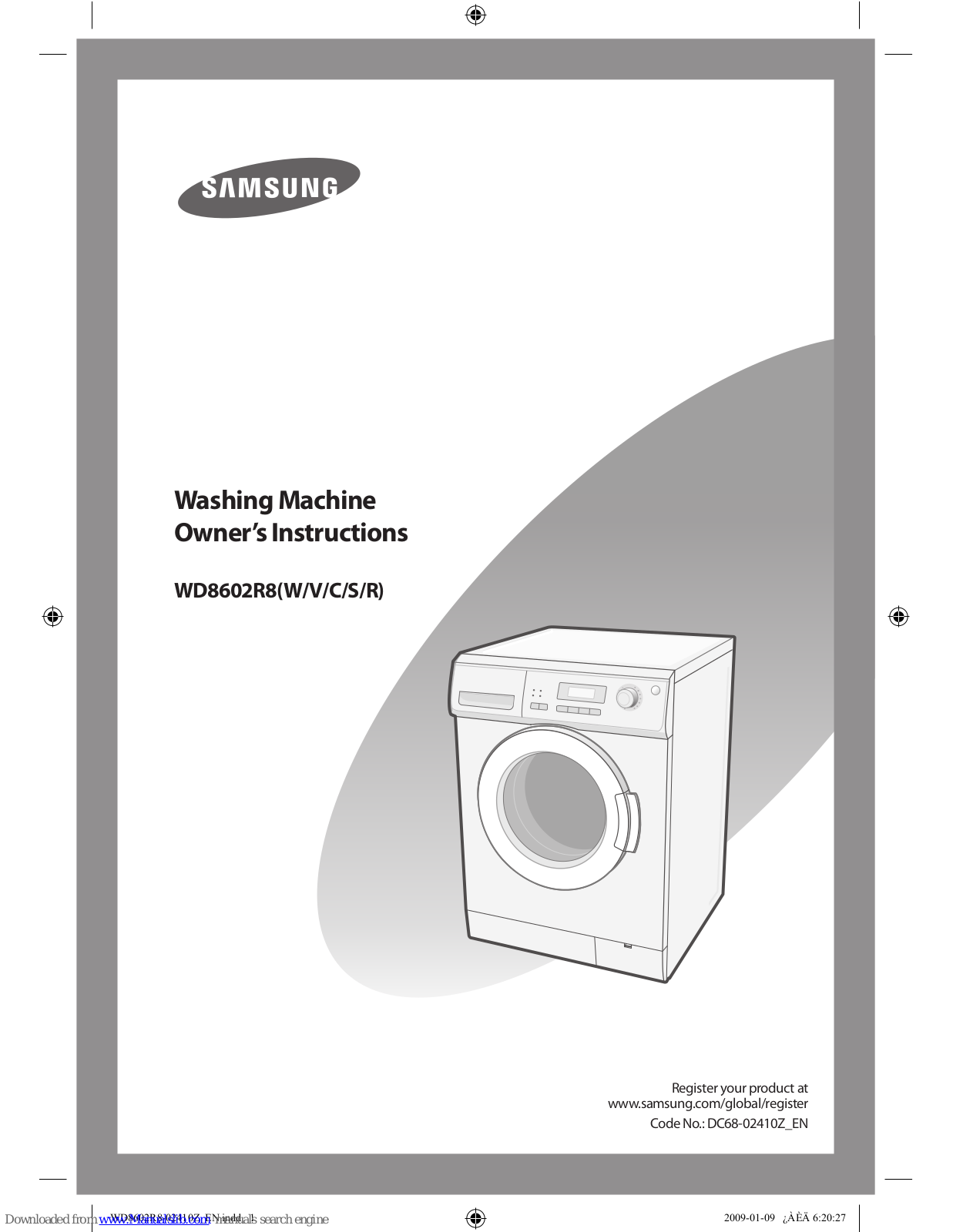 Samsung WD8602R8, WD8602R8V, WD8602R8S, WD8602R8R, WD8602R8C Owner's Instructions Manual