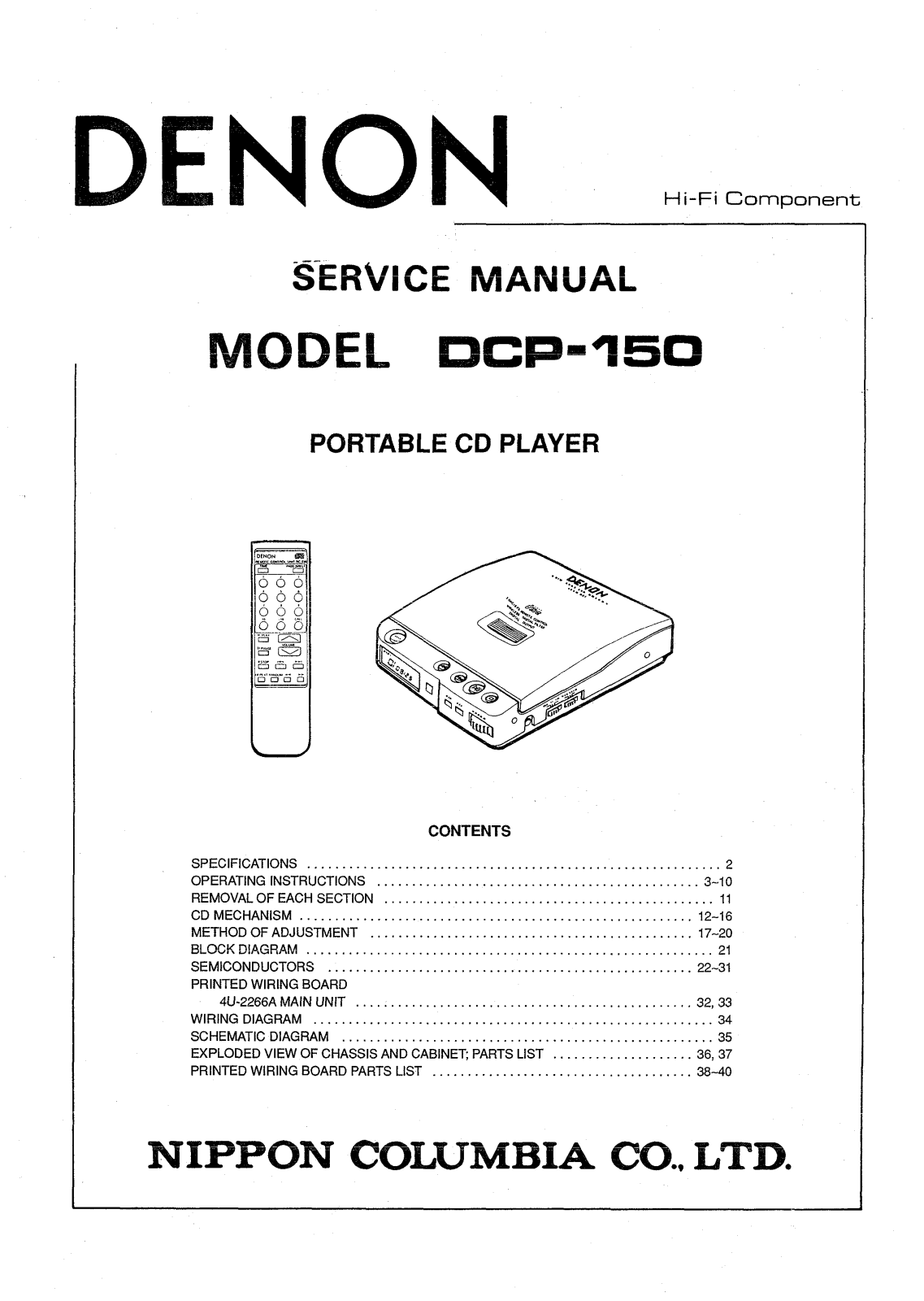 Denon DCP-150 User Manual