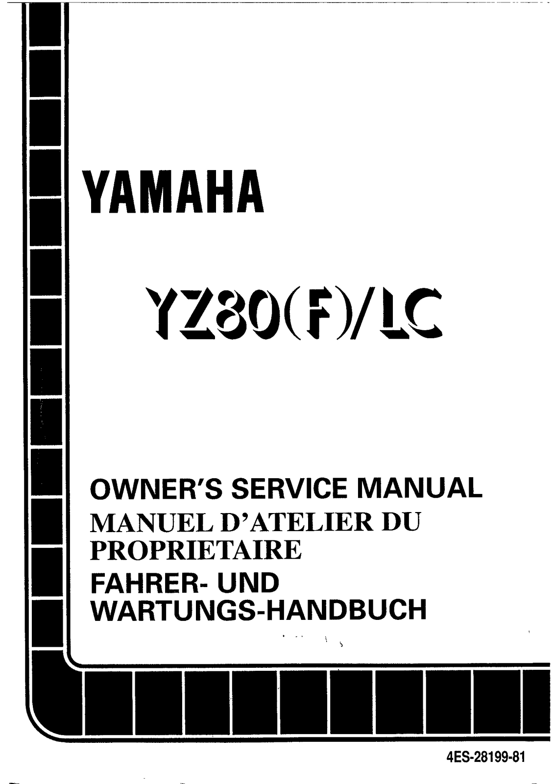 Yamaha YZ80 (F) LC 1994 Owner's manual