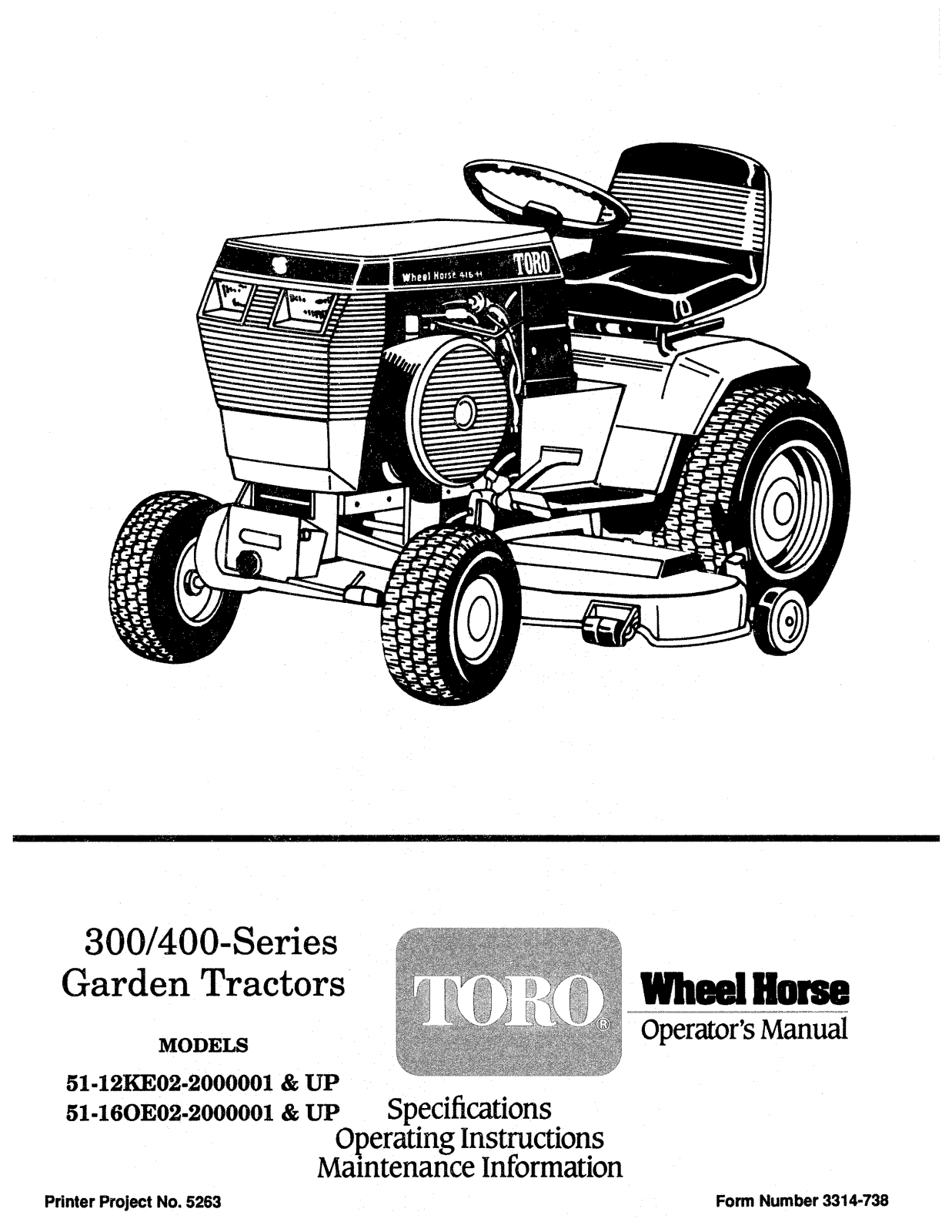 Toro 51-12KE02, 51-16OE02 Operator's Manual