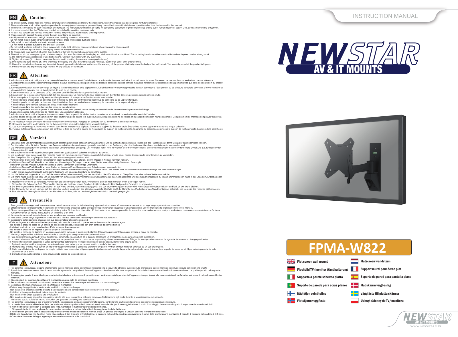 Newstar FPMA-W822 User Manual