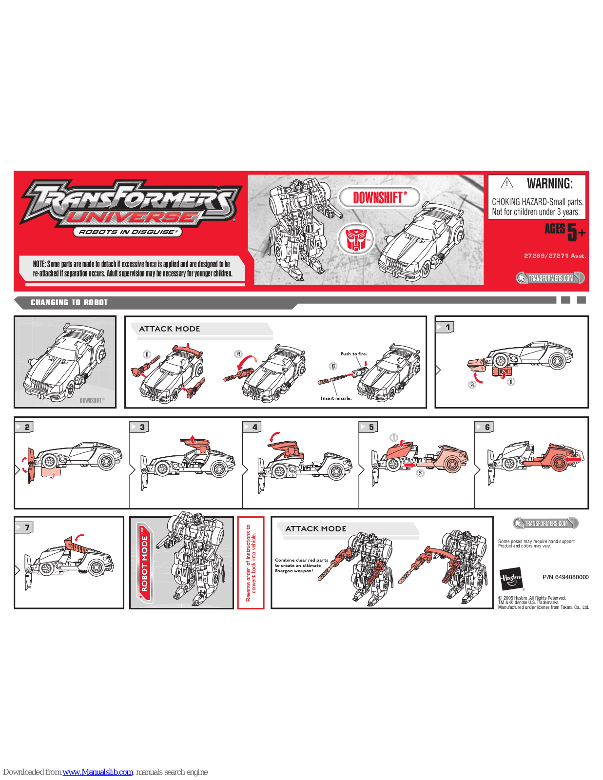 Hasbro 27289, 27271 Installation Manual - ManualMachine.com