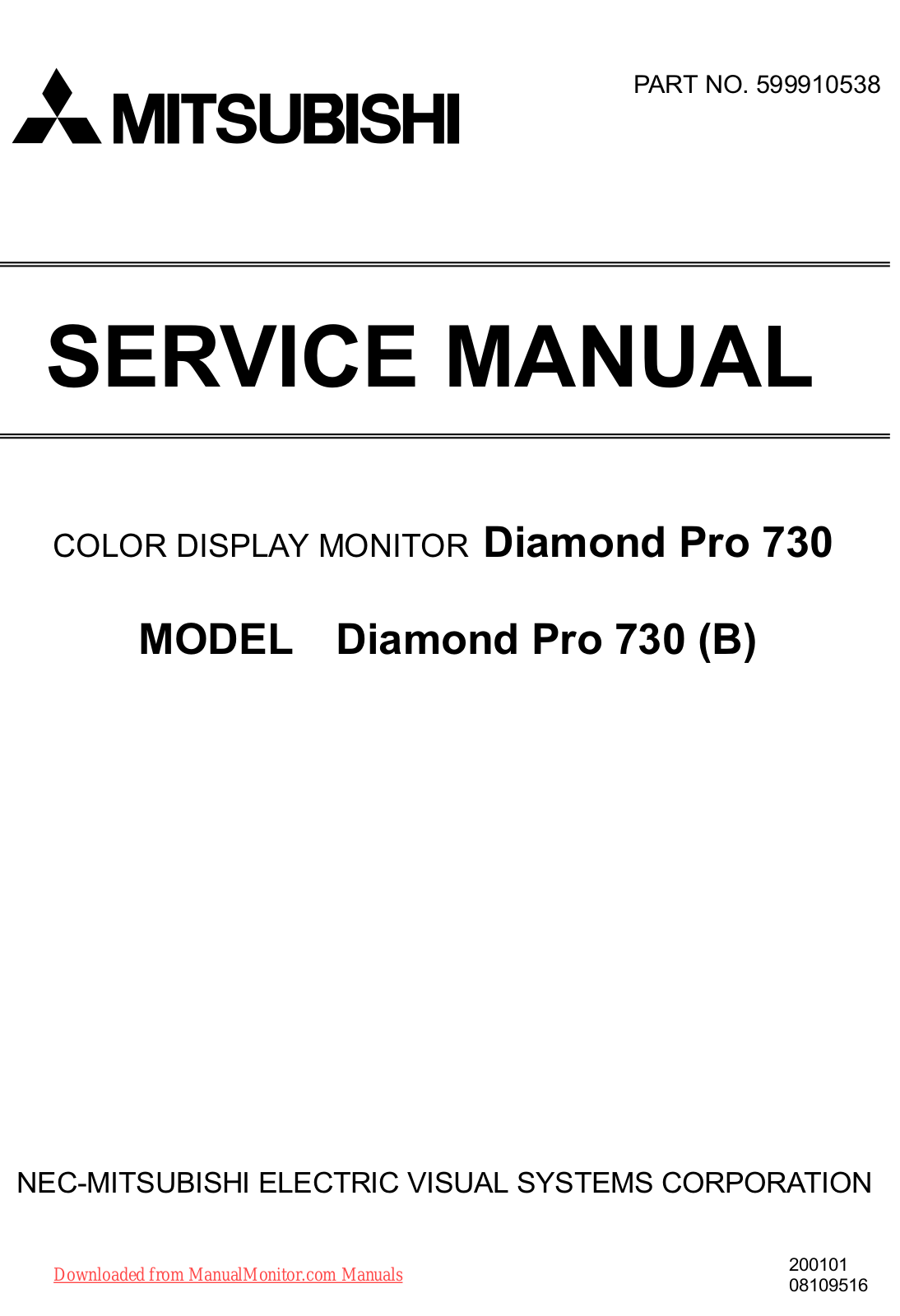 Mitsubishi Diamond Pro 730, Diamond Pro 730 B Service Manual