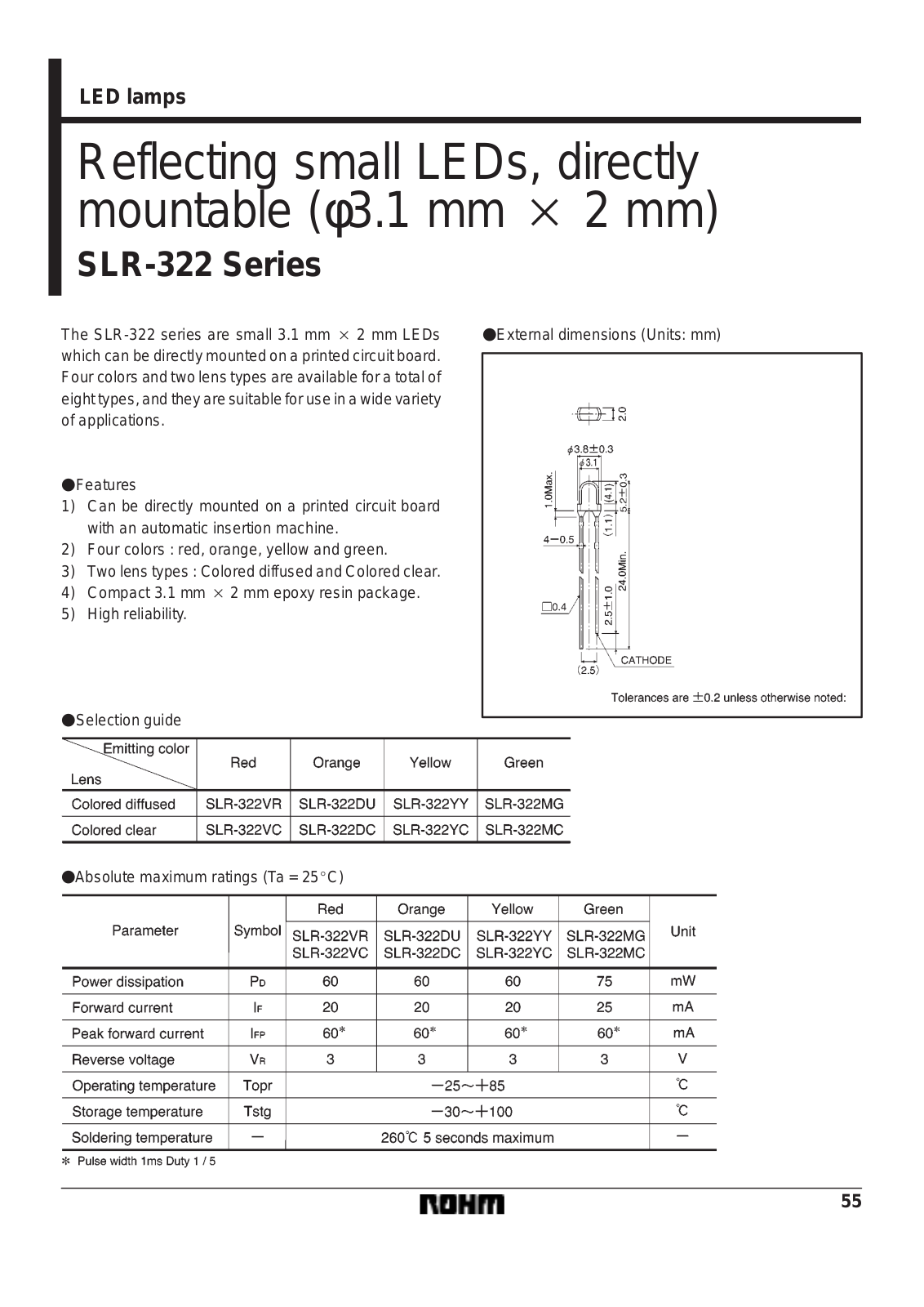 ROHM SLR-322DC, SLR-322DU, SLR-322MC, SLR-322MG, SLR-322VC Datasheet