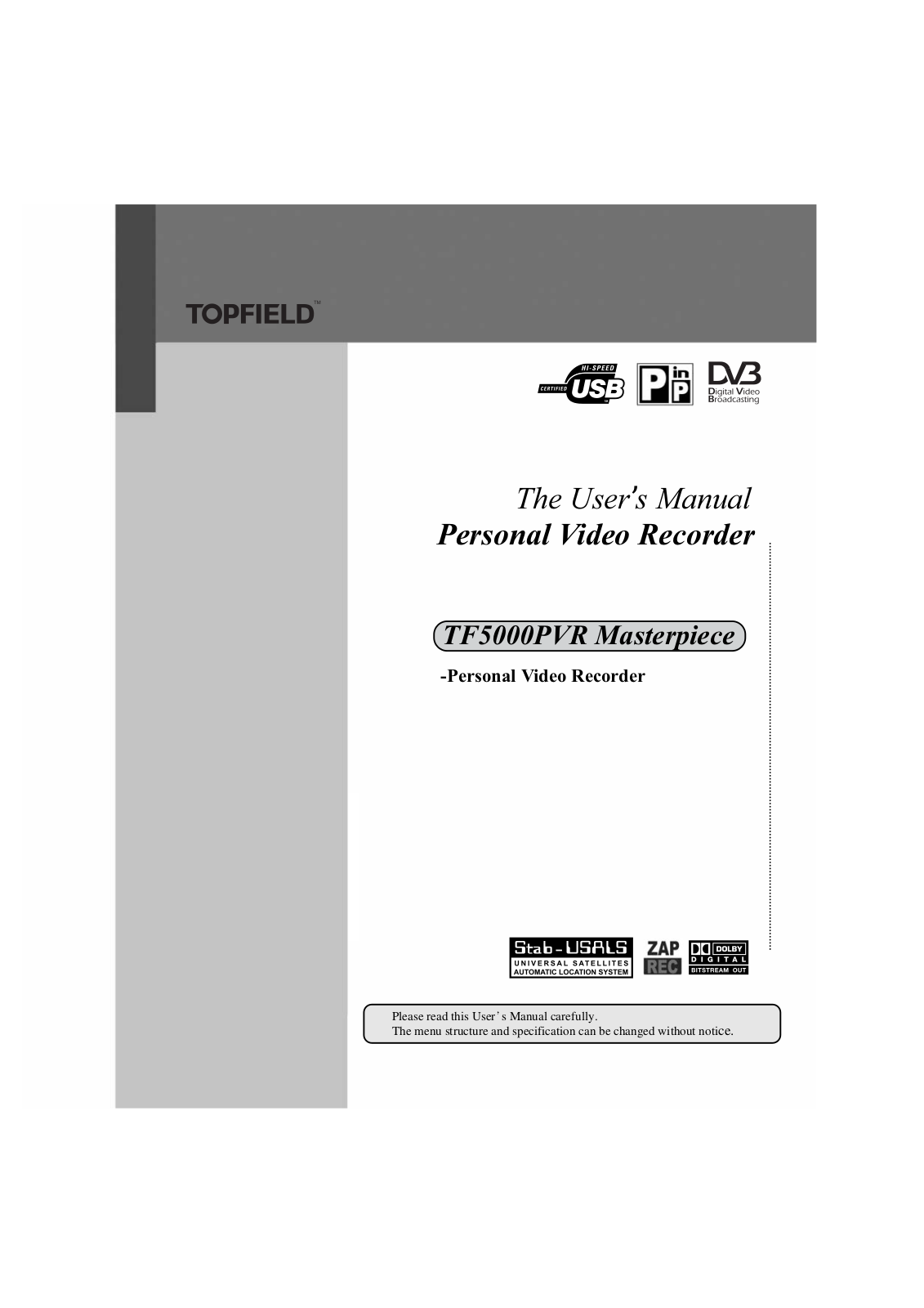 Topfield TF5000PVR User Manual