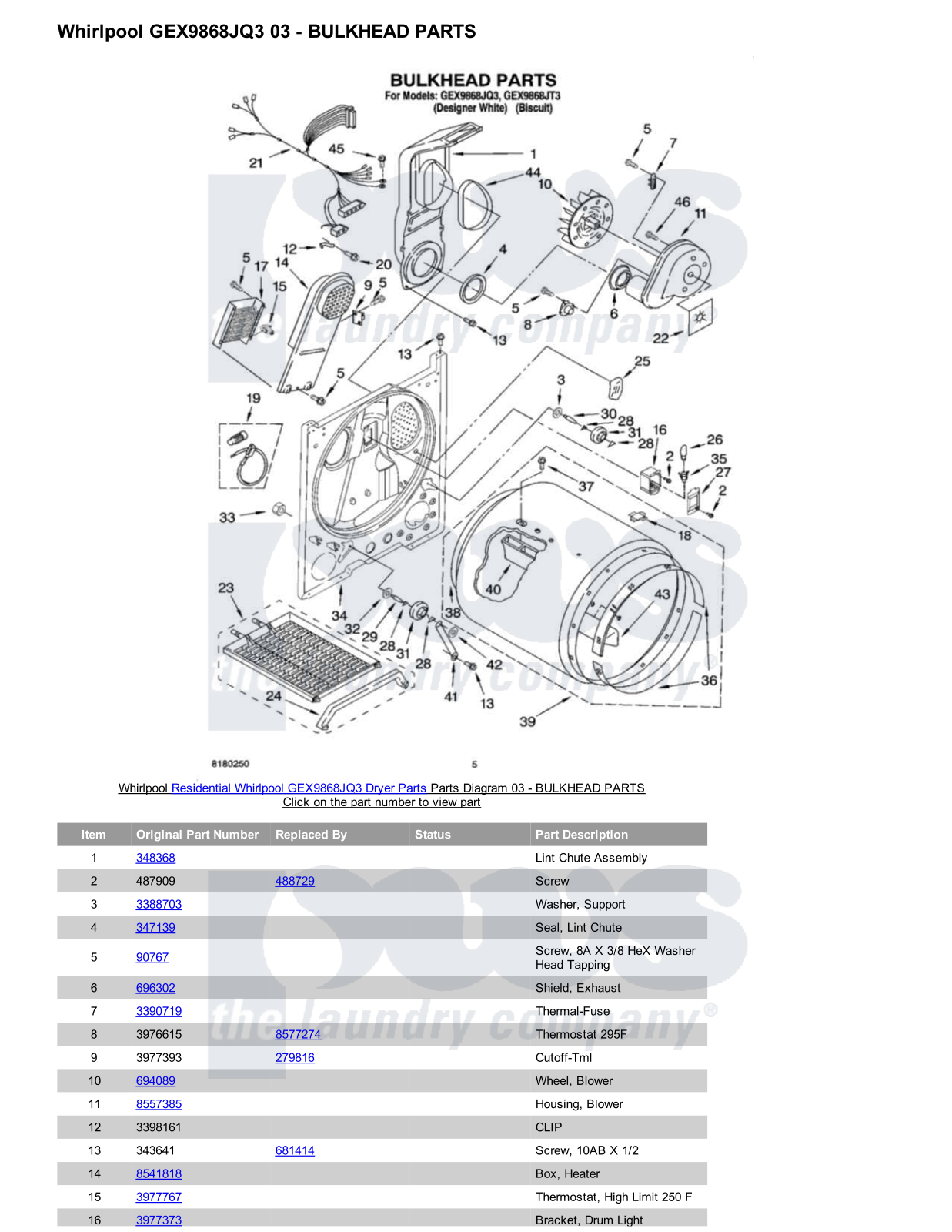 Whirlpool GEX9868JQ3 Parts Diagram