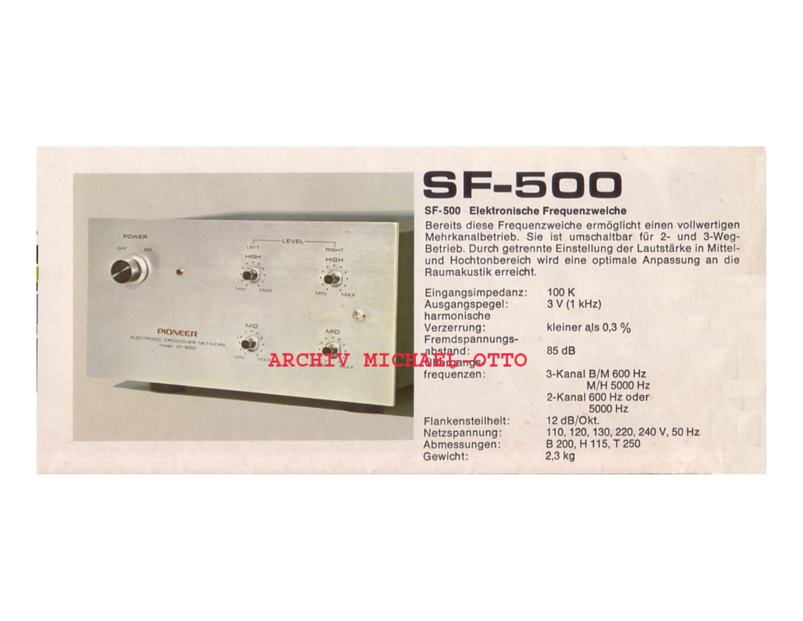 Pioneer SF-500 Brochure