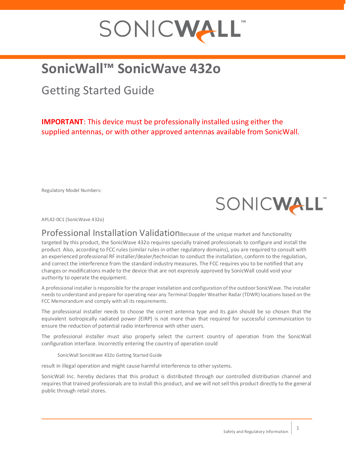 Sonicwall 0C1 User Manual