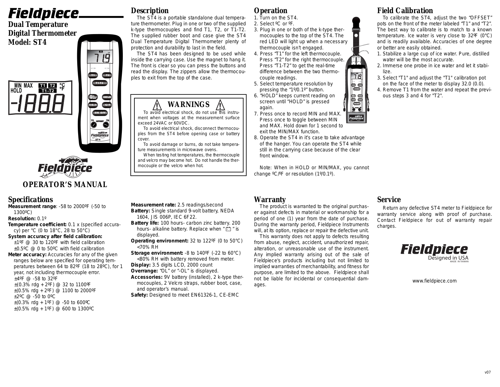 Fieldpiece ST4 User Manual