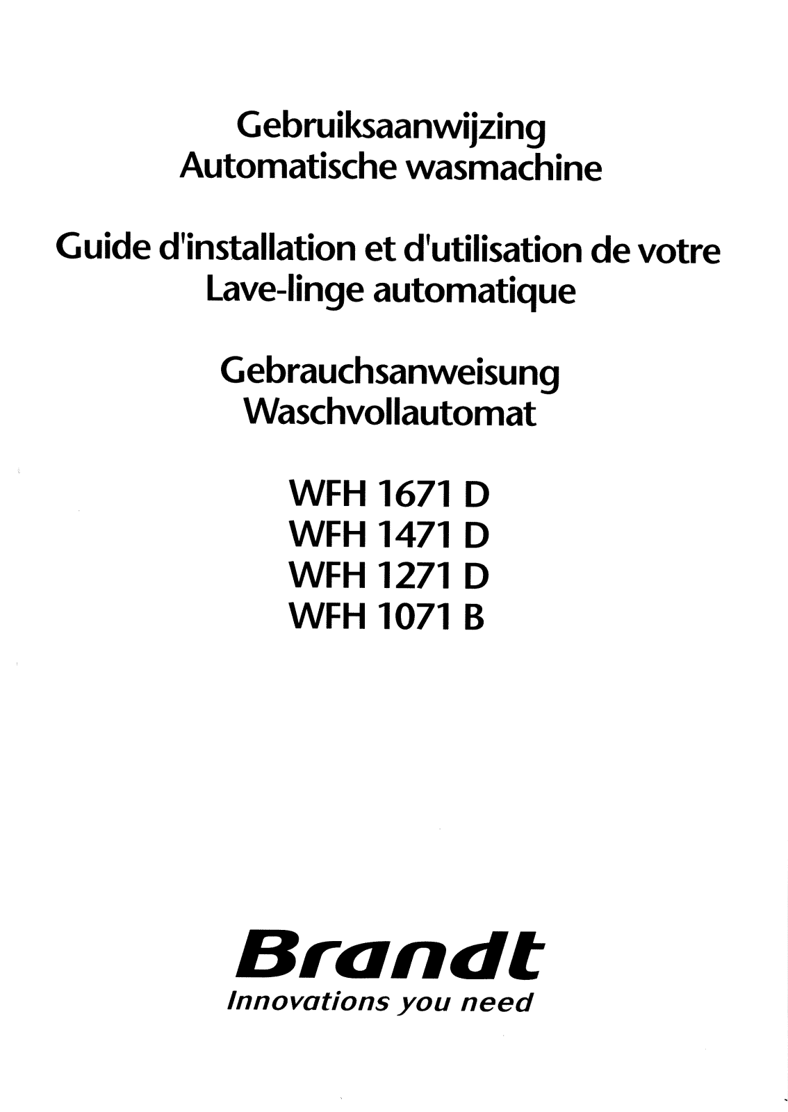 BRANDT WFH1071B User Manual