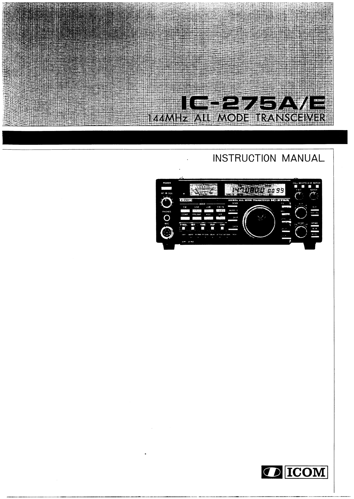 Icom IC-275A-E User Manual