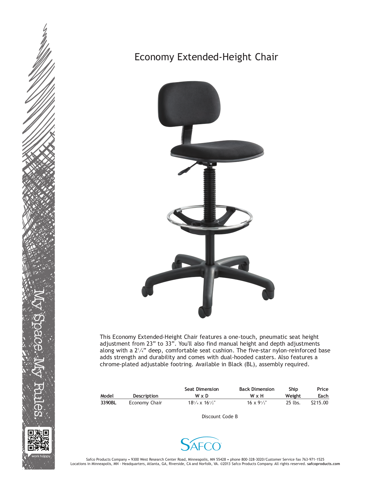 Safco 3390BL User Manual