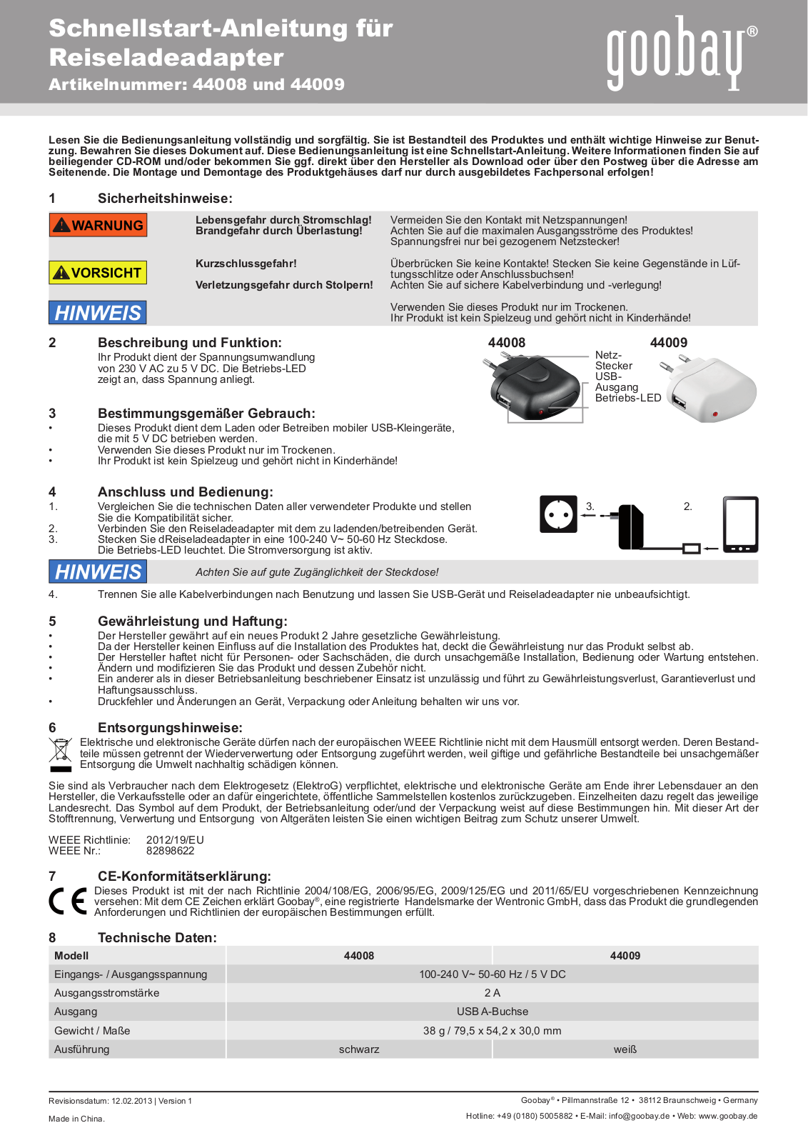 Goobay 44008, 44009 User manual