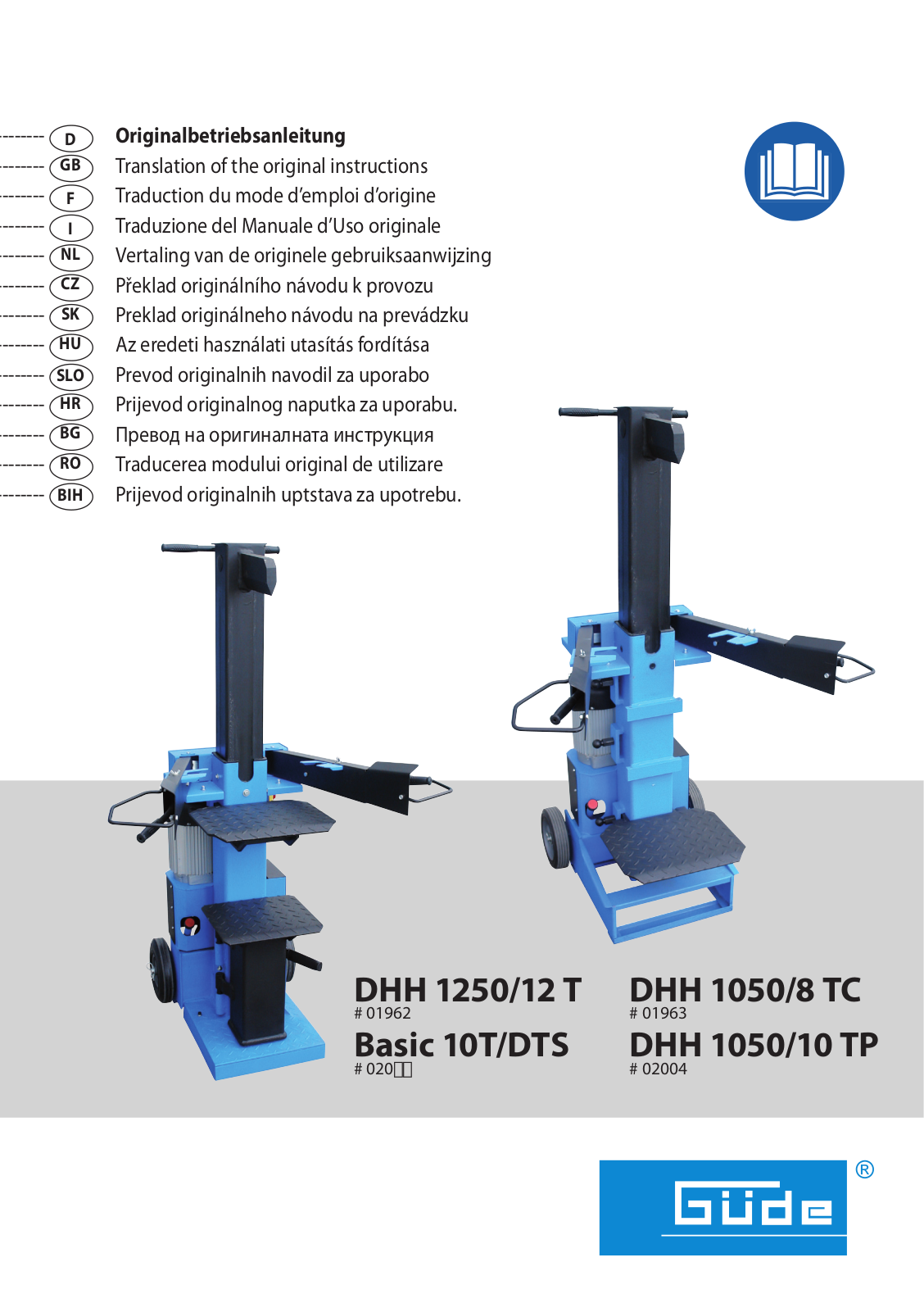 Güde DHH 1050-10 TP, DHH 1250-12 T, DHH 1050-8 TC User Manual