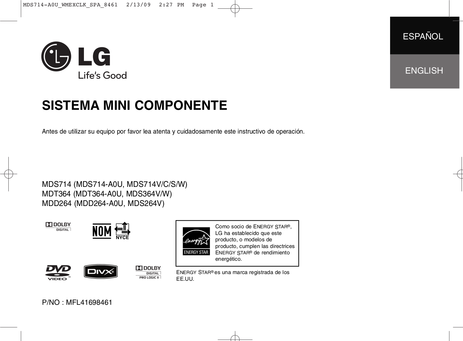 LG MDS714 Owner's Manual