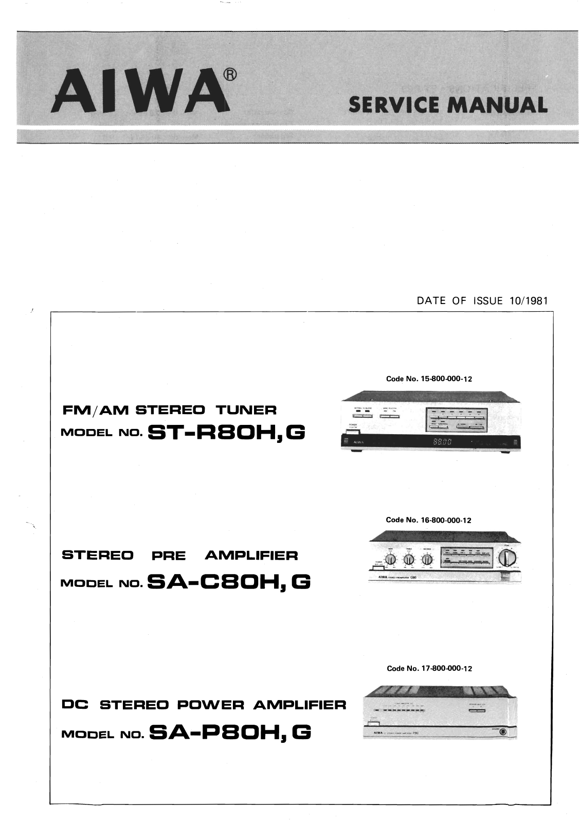 Aiwa SA-P80, SA-C80, ST-R80 Service Manual
