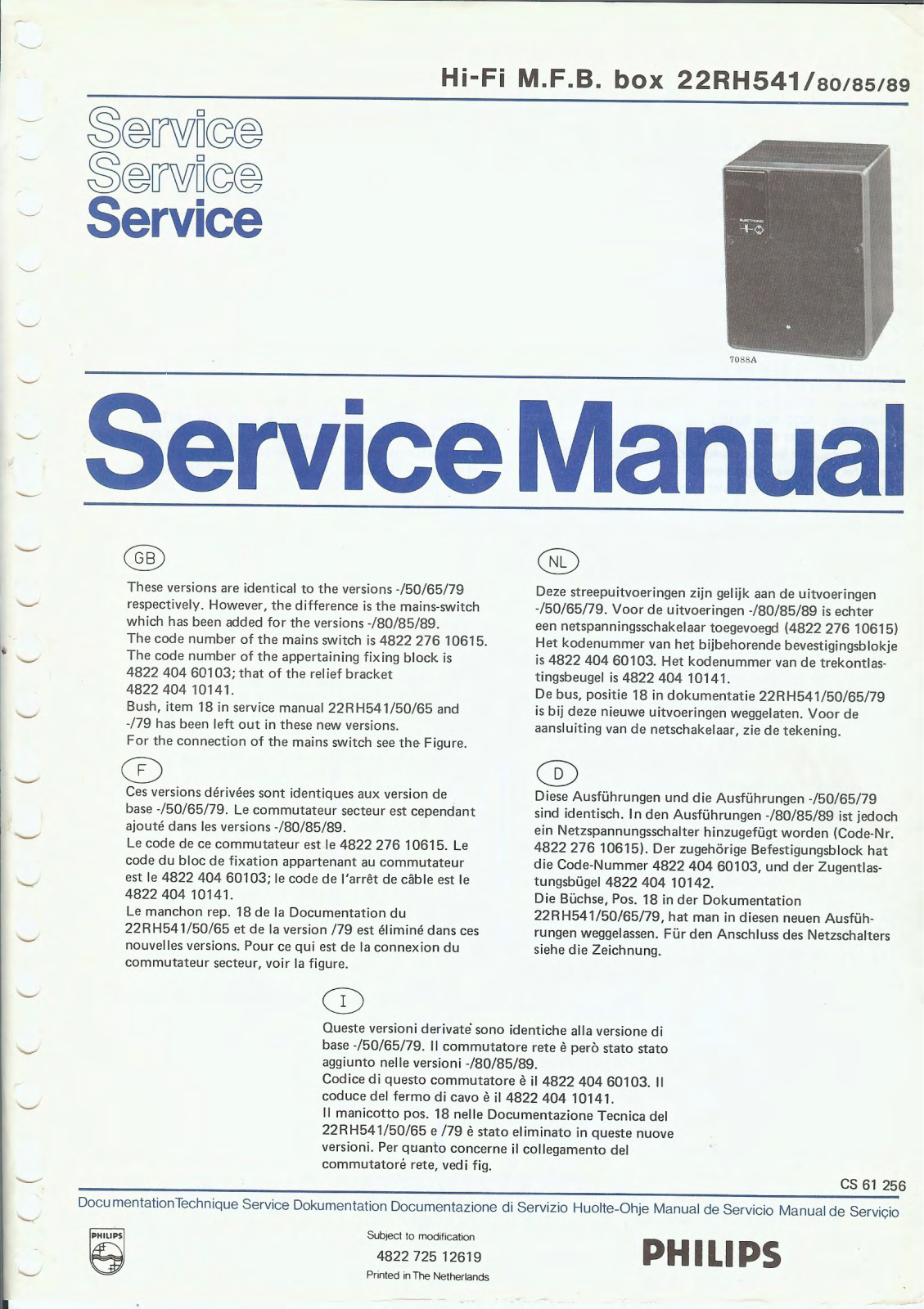 Philips 22-RH-541 Service Manual