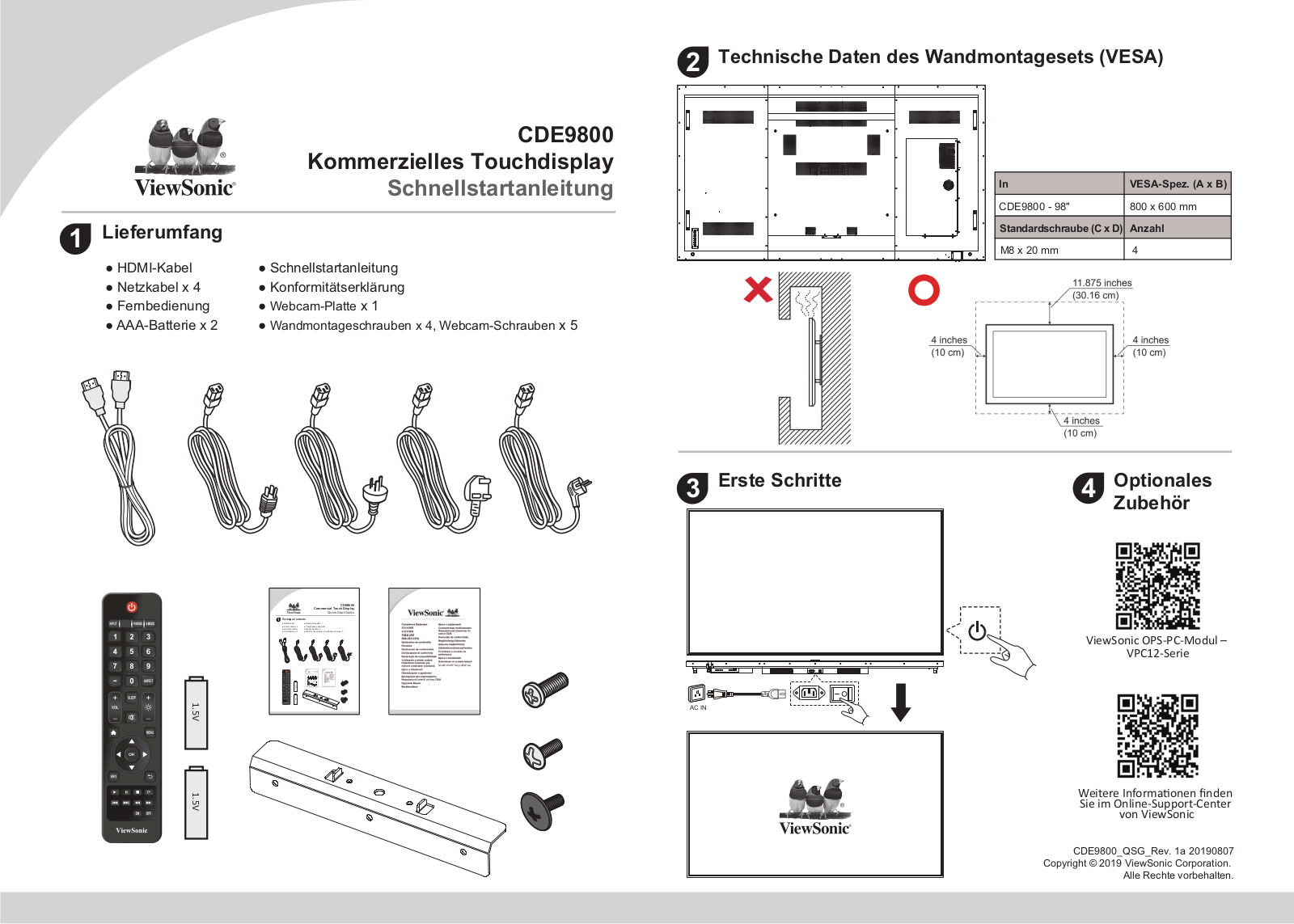 ViewSonic CDE9800 Quick guide