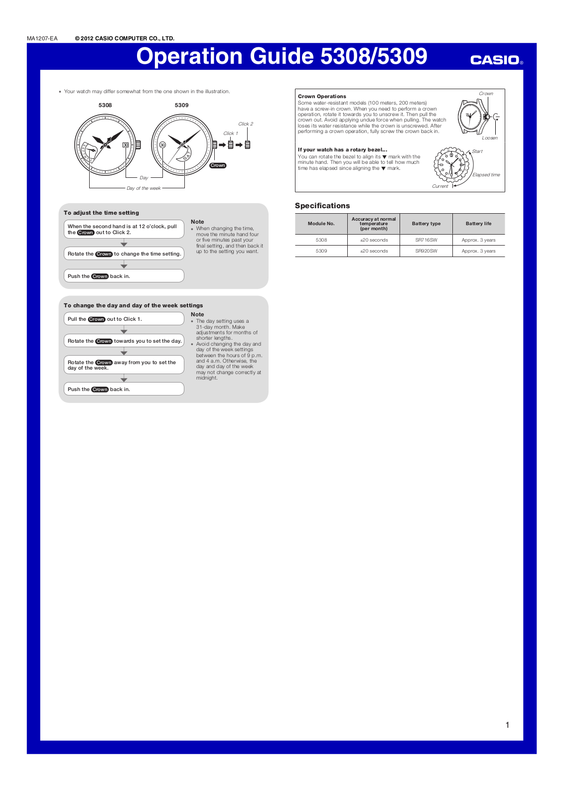 Casio 5309 User Manual