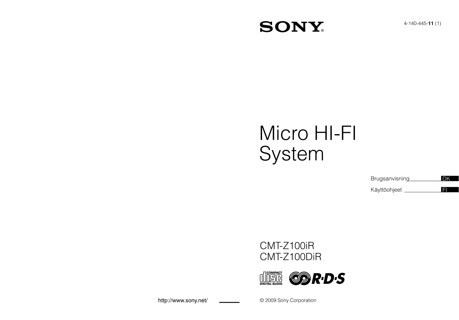 Sony CMT-Z100DIR User Manual