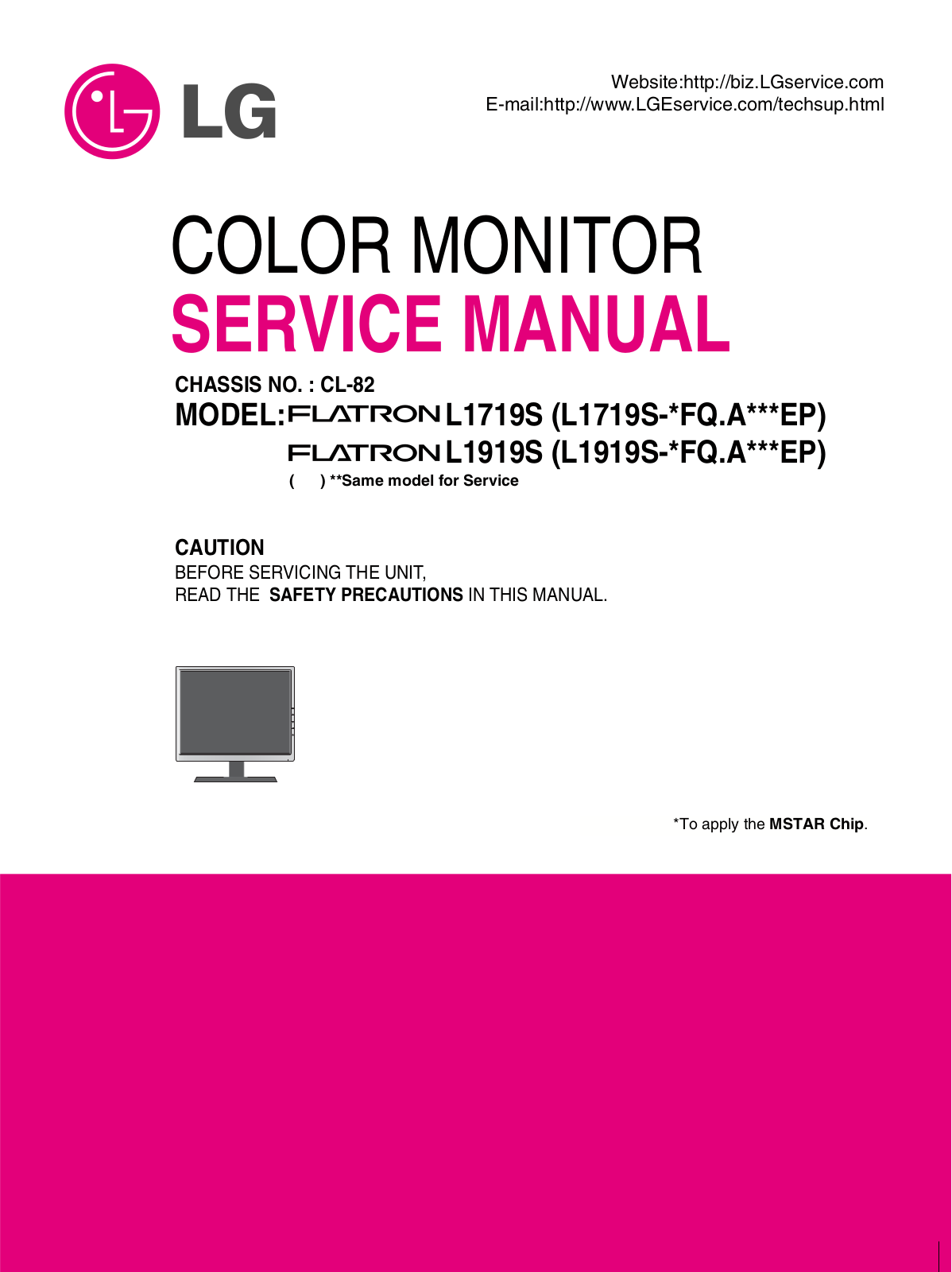 LG L1719S, L1919S(CL-82) Service Manual