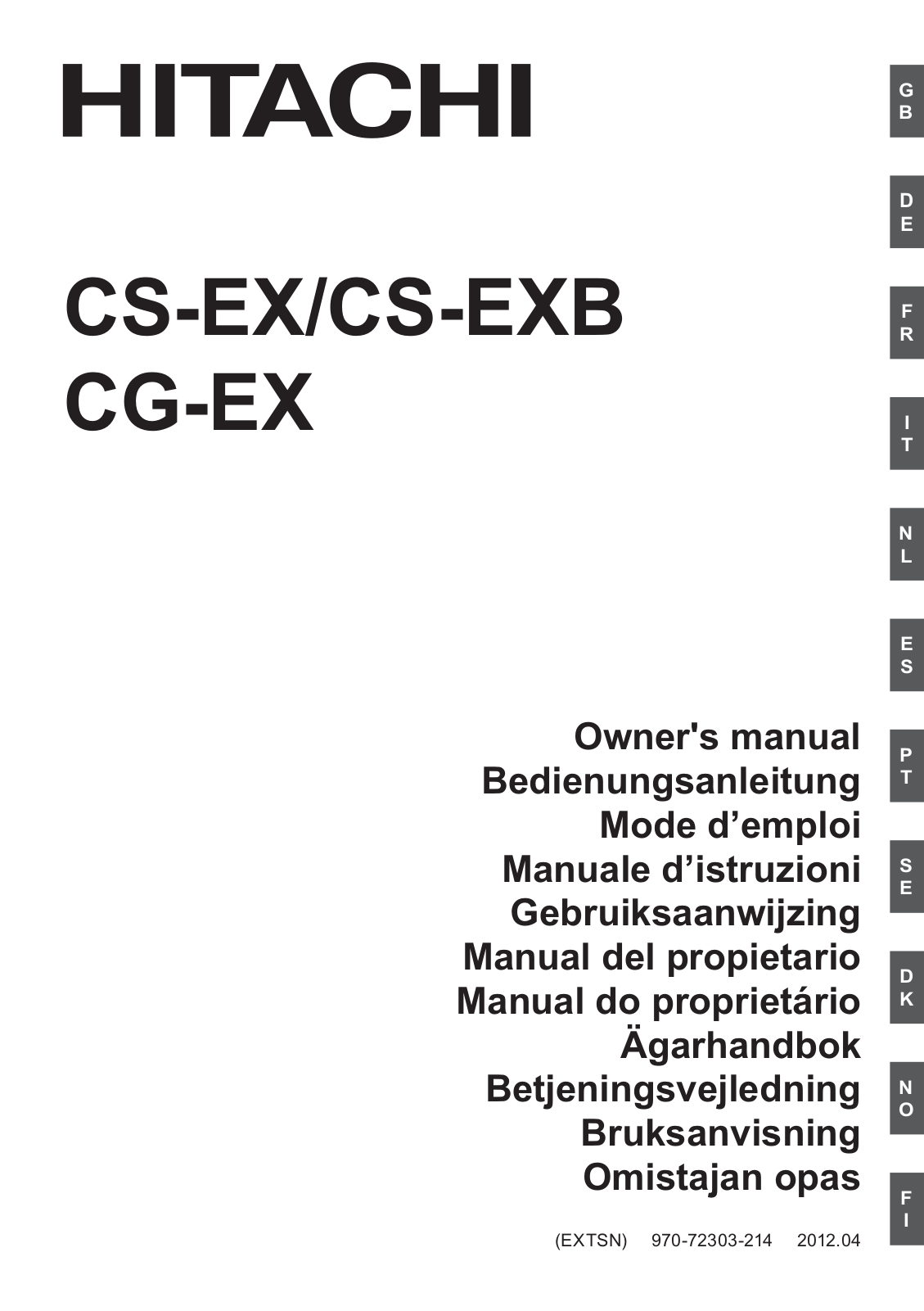 Hitachi CS-EX, CS-EXB, CG-EX Owner's Manual