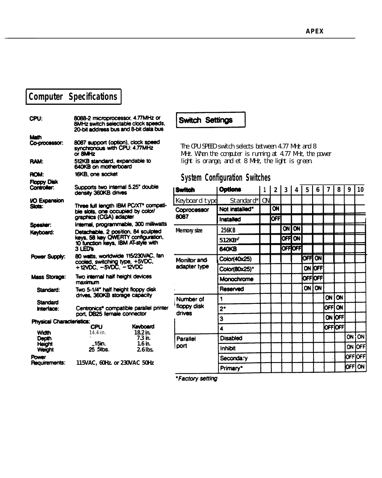 Epson Apex Product Information Guide