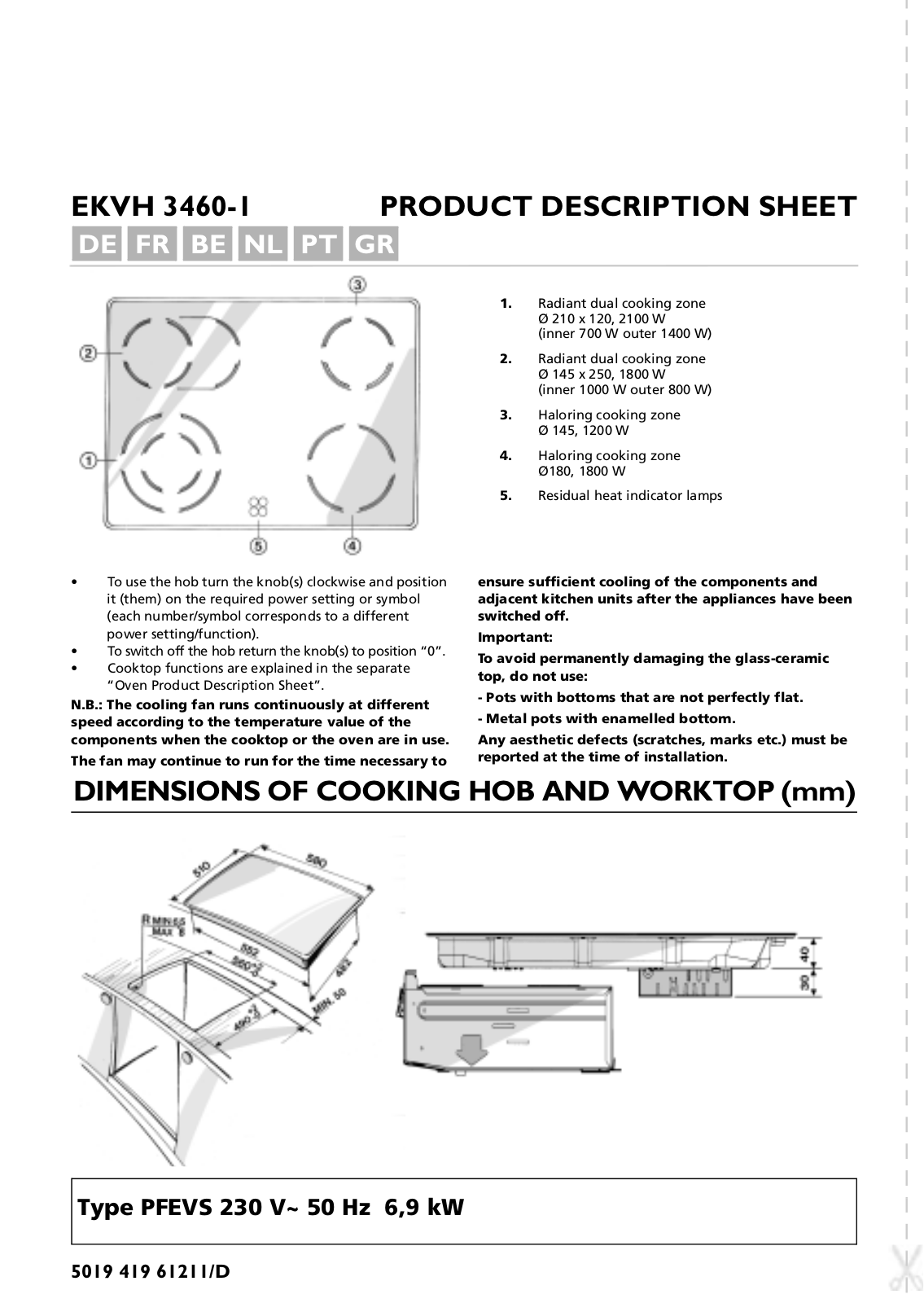 Whirlpool EKVH 3460 IN, EKVH 3460 SW, EKVH 3460 WS, EKVH 3460 BR INSTRUCTION FOR USE