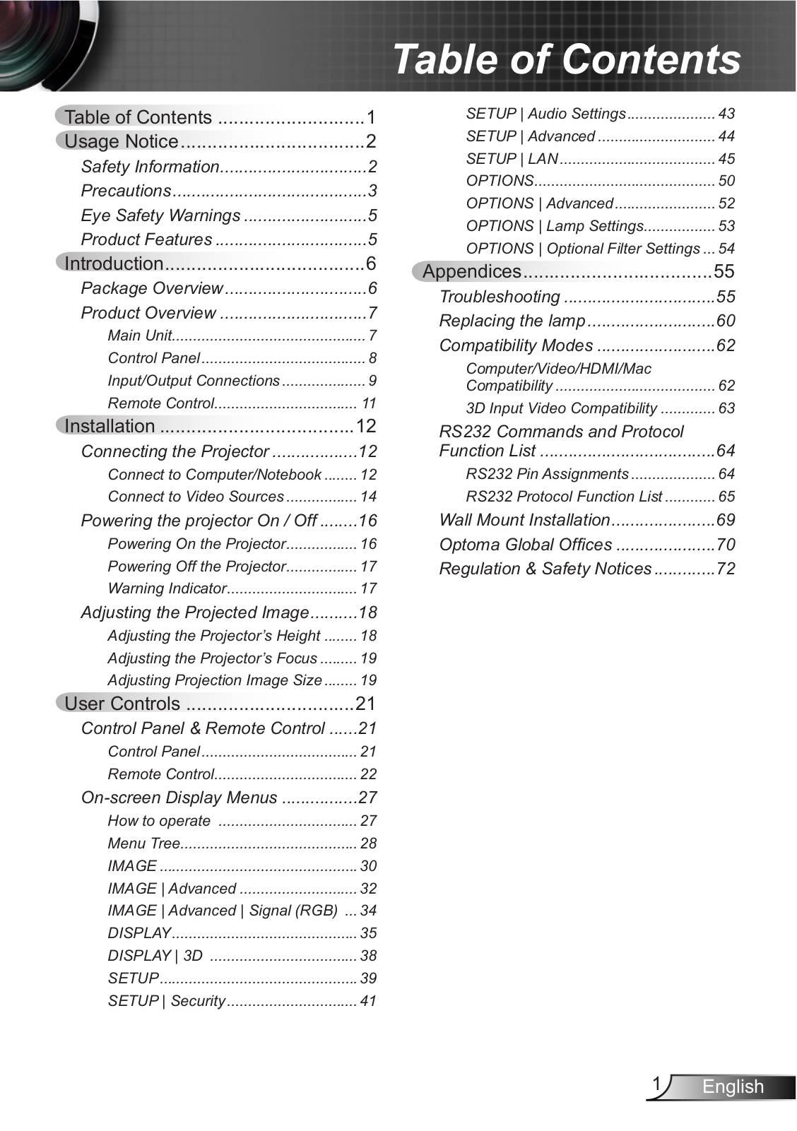 Optoma W305ST User Manual