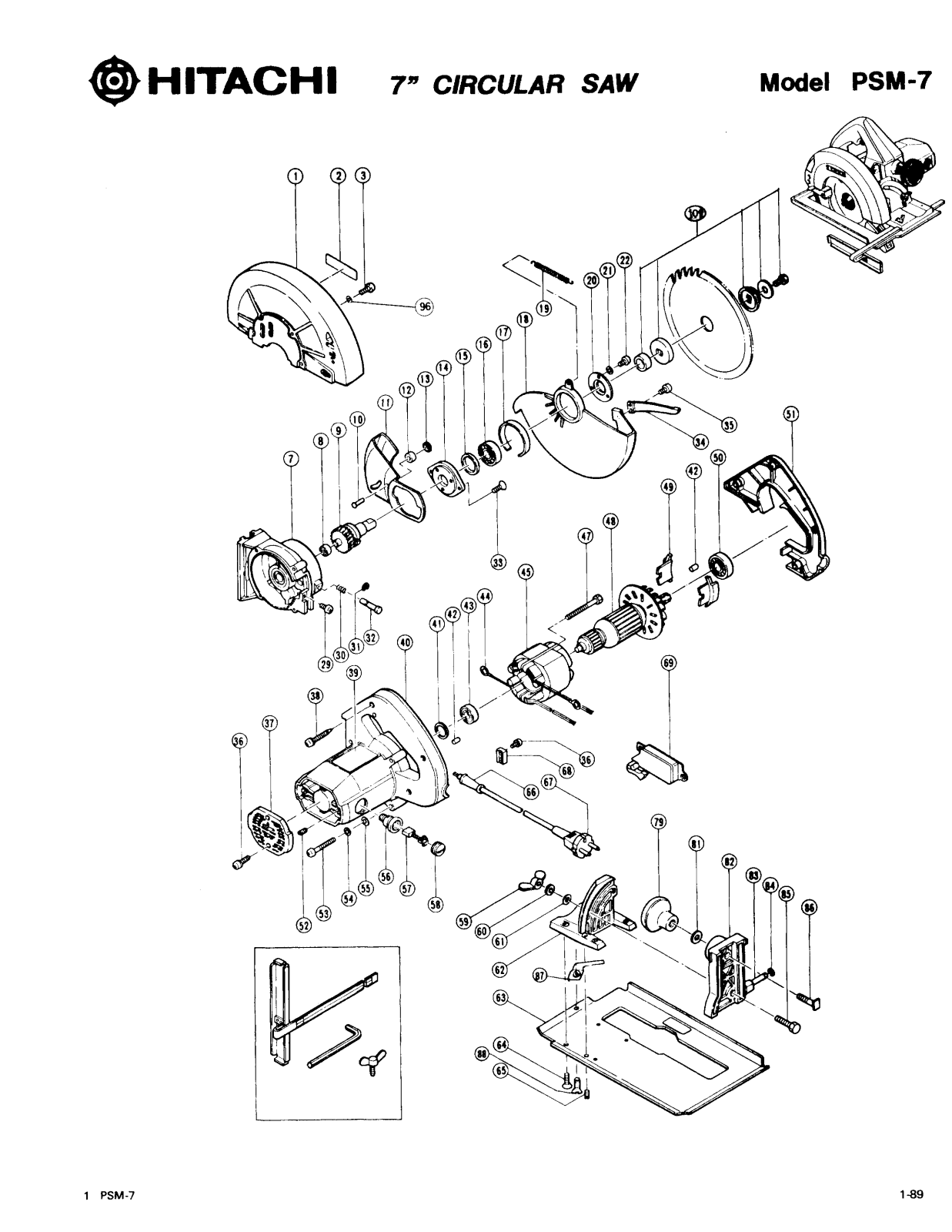 Hitachi PSM7 PARTS LIST