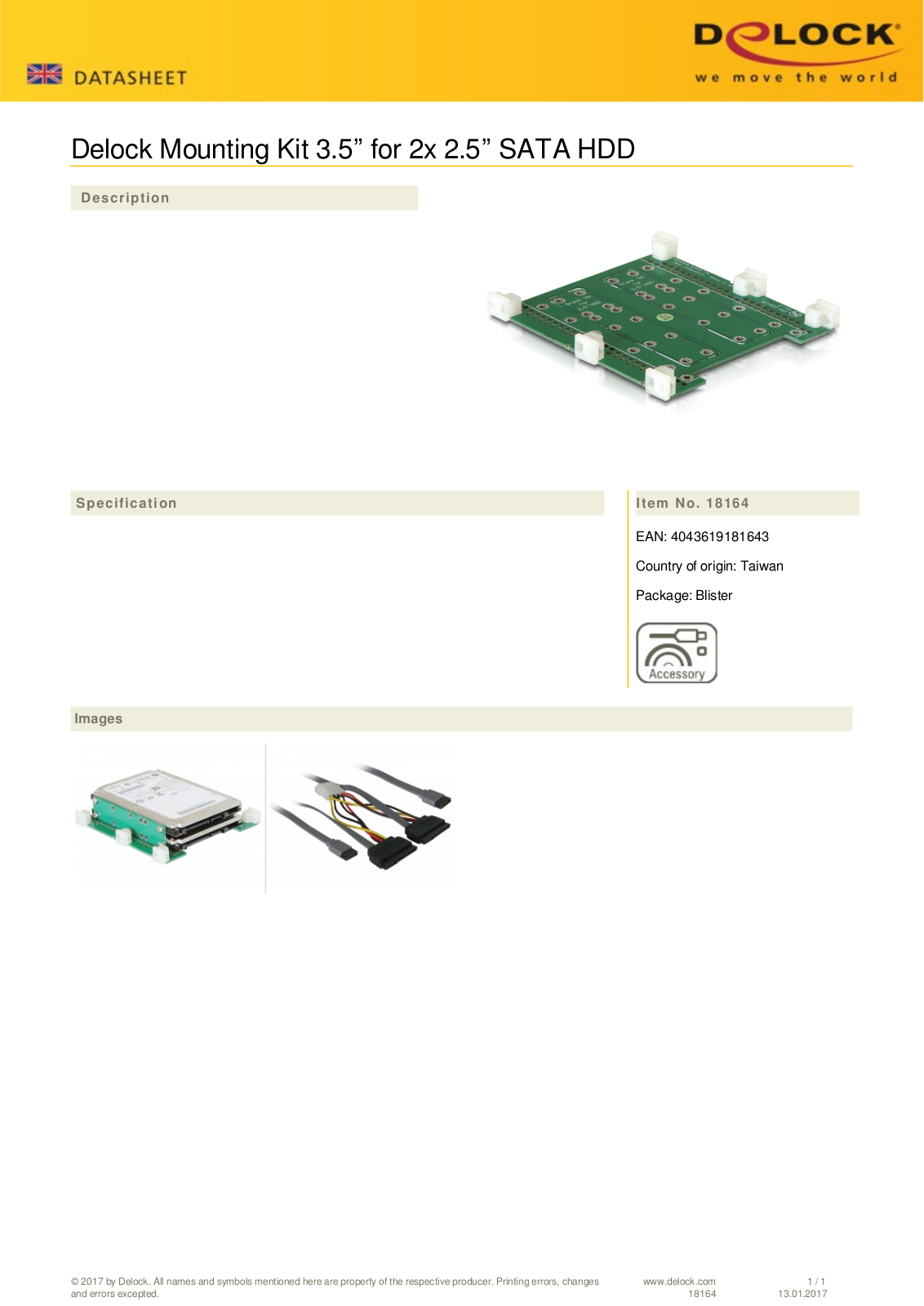 DeLOCK Einbausatz 3.5  für 2x 2.5  SATA HDD User Manual