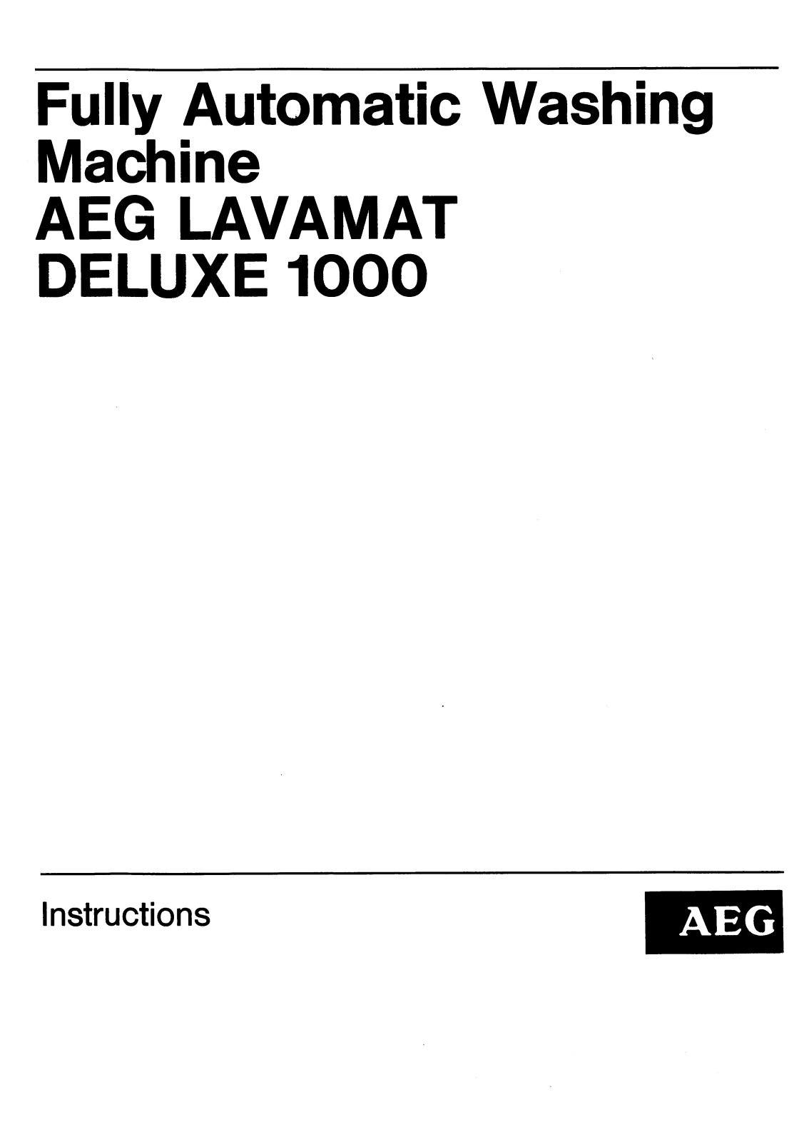 AEG Lavamat Deluxe 1000 User Manual