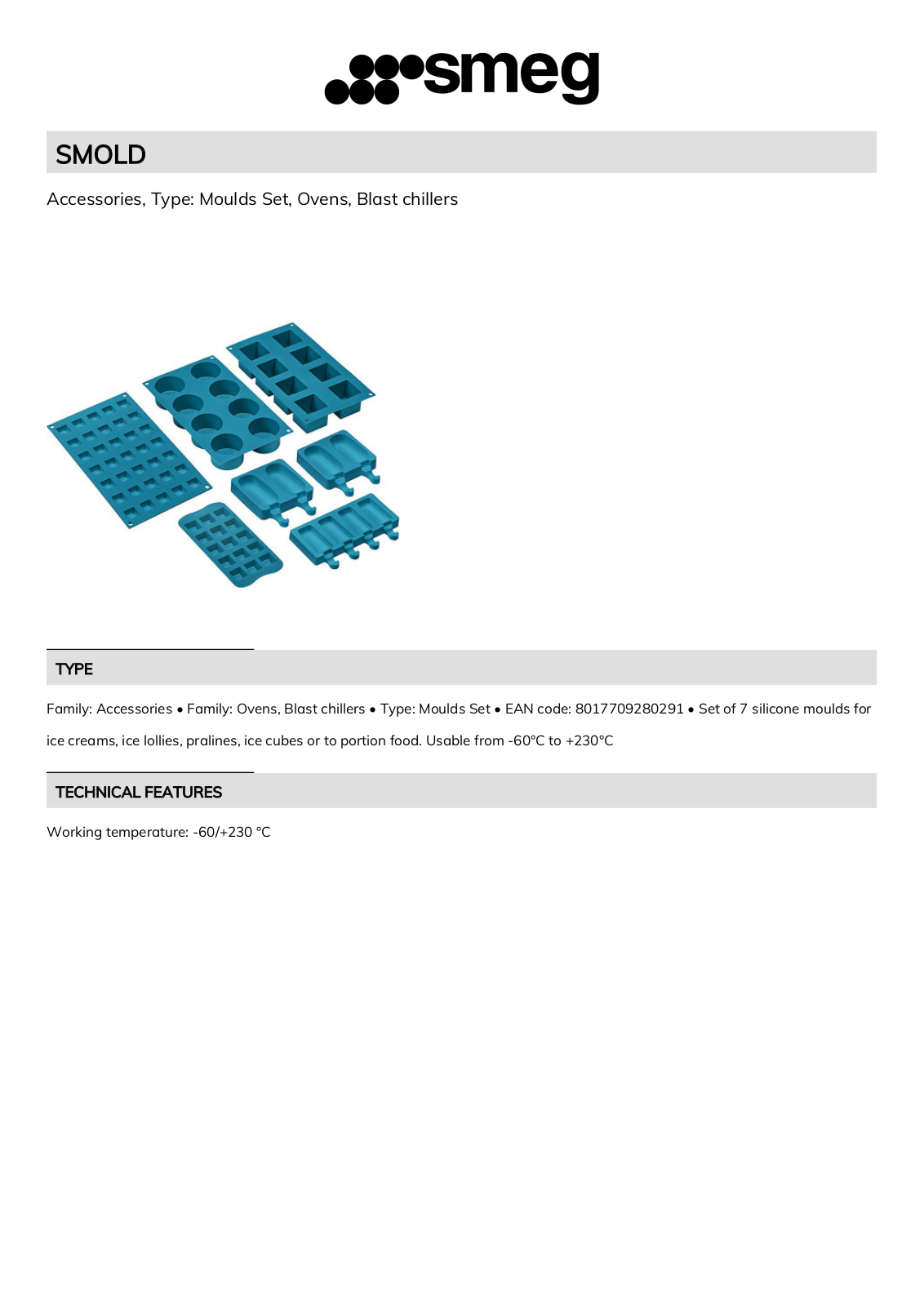 Smeg SMOLD Technical sheet