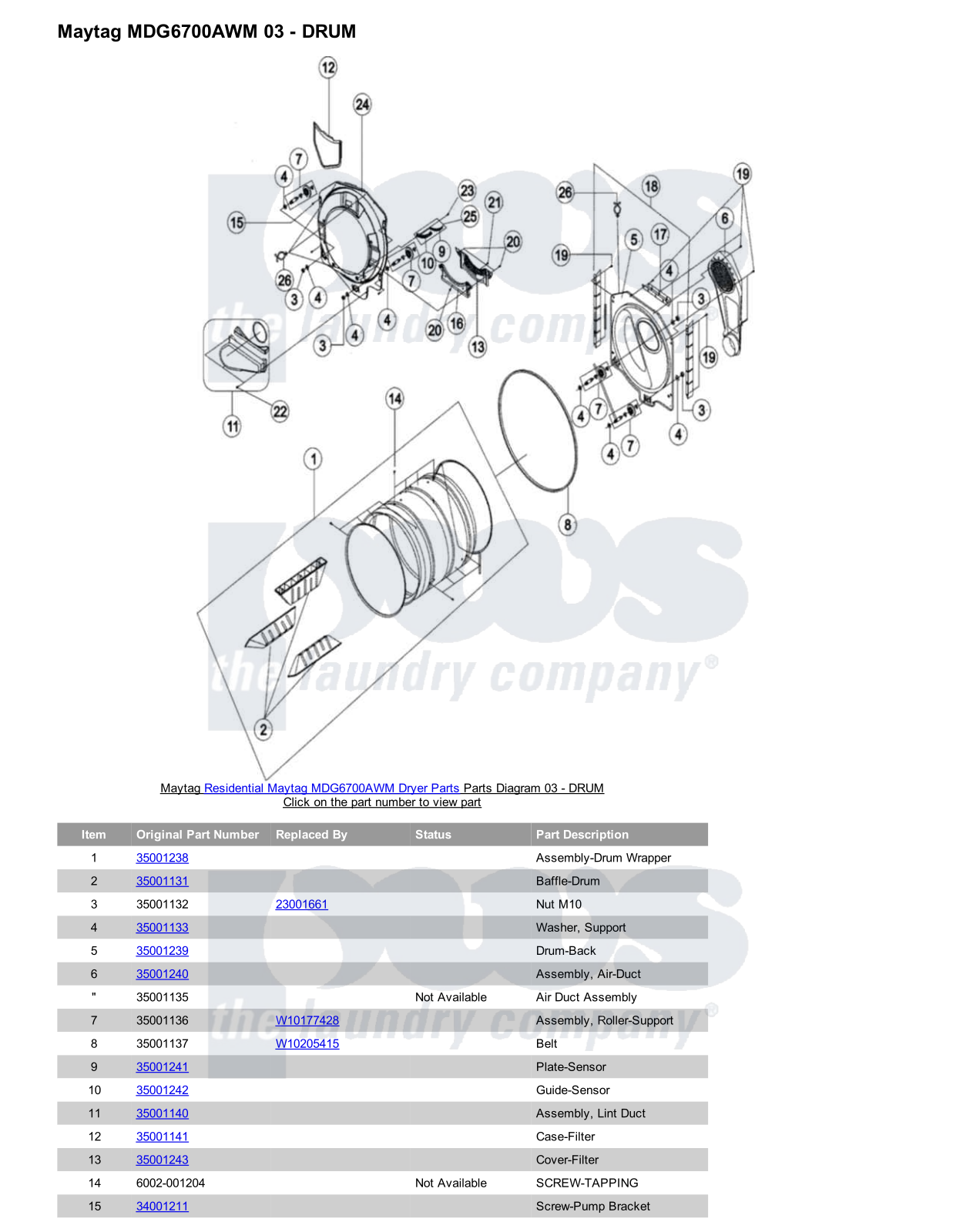 Maytag MDG6700AWM Parts Diagram