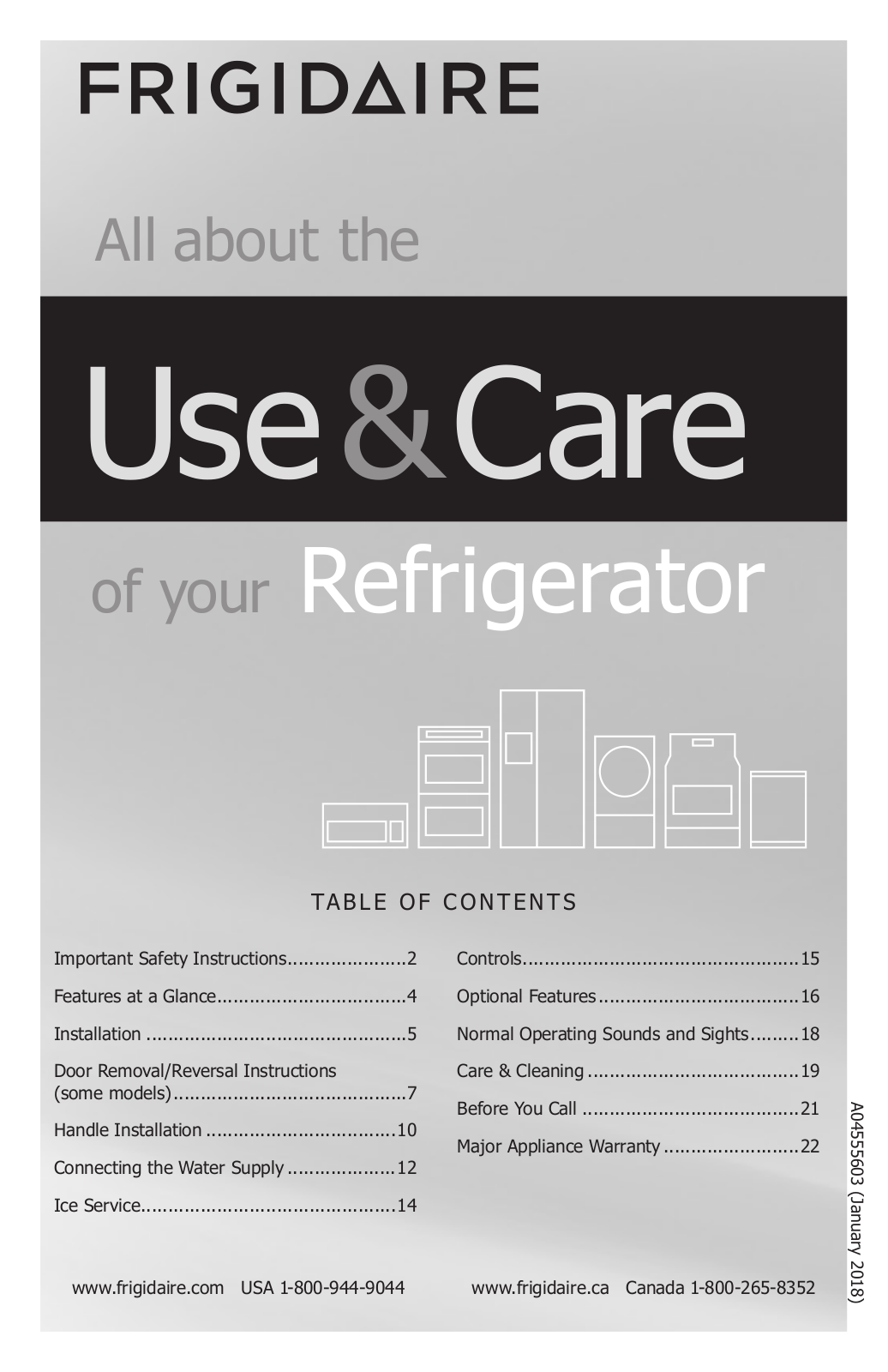 Frigidaire FFTR1821TW, FFTR1821TS, FFTR2021TW, FFTR1814TB, FFTR2021TS Owner's Guide