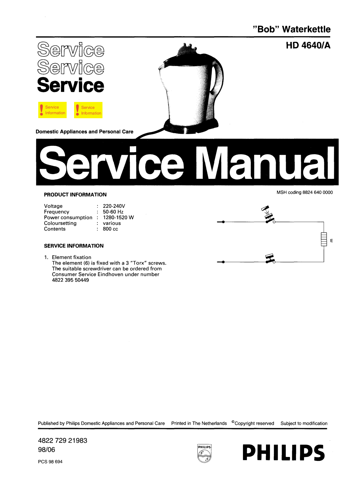 Philips HD4640A Service Manual