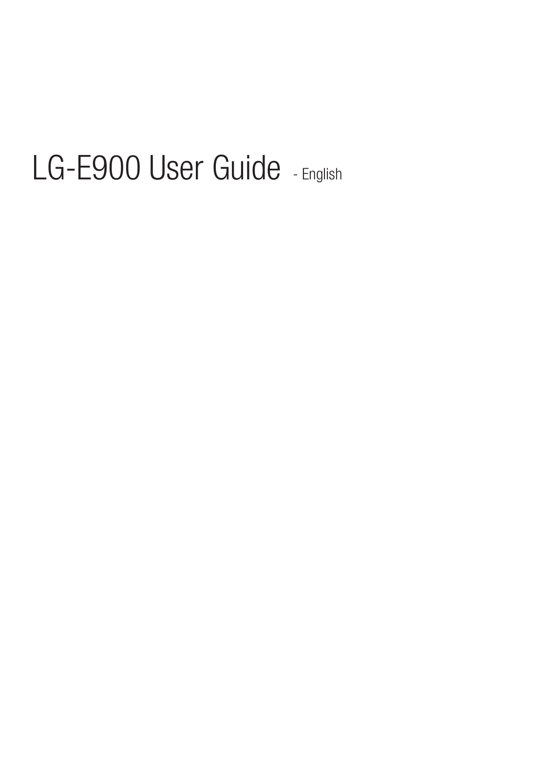 LG E900 User Manual