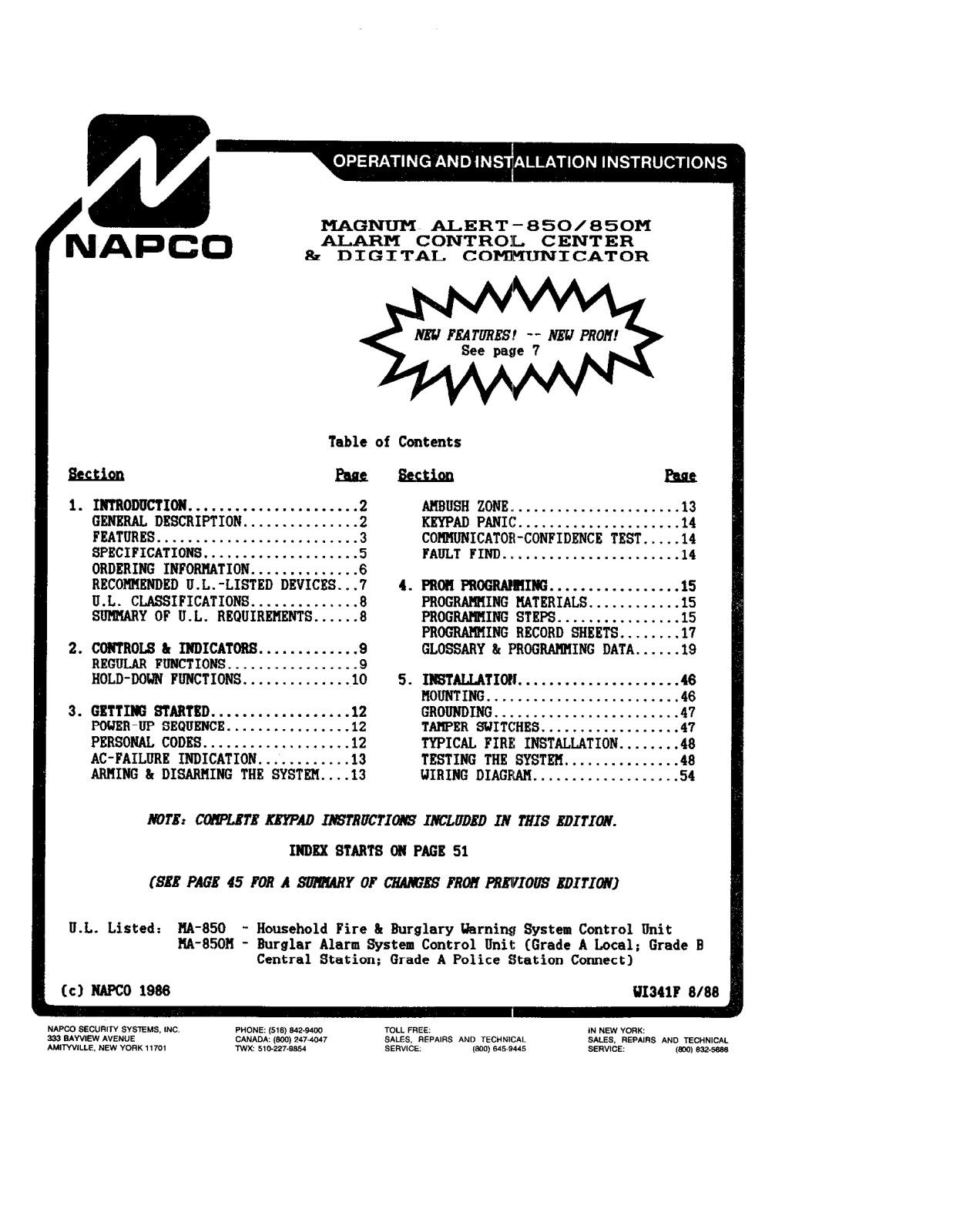 Napco MAGNUM ALERT-850M, MAGNUM ALERT-850 User Manual