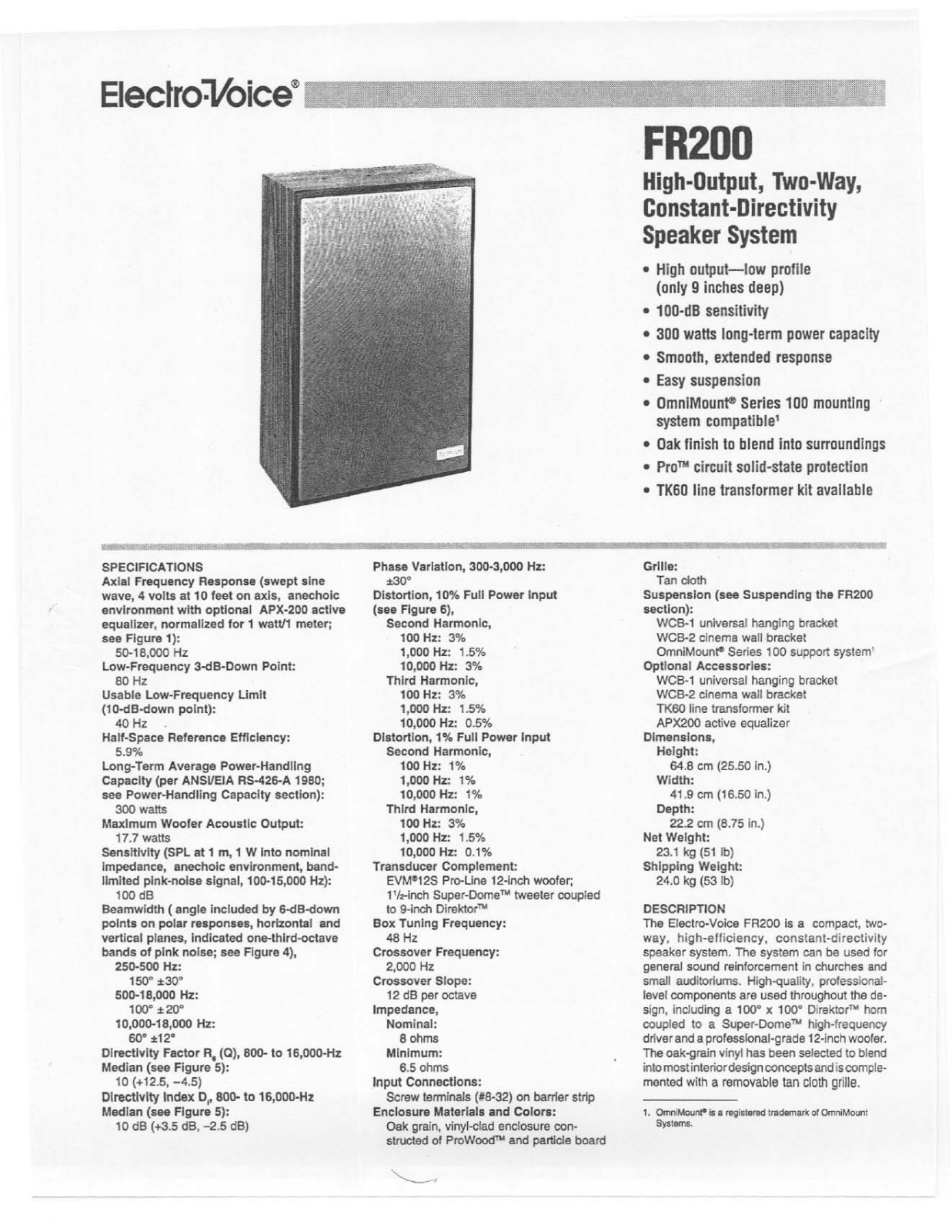 Electro-Voice FR200 User Manual