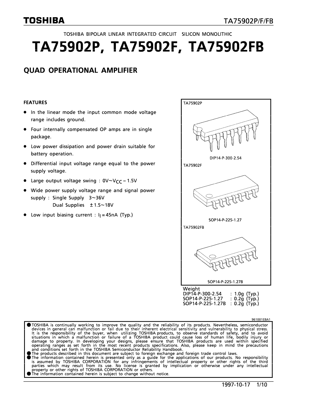 Toshiba TA75902FB, TA75902F Datasheet