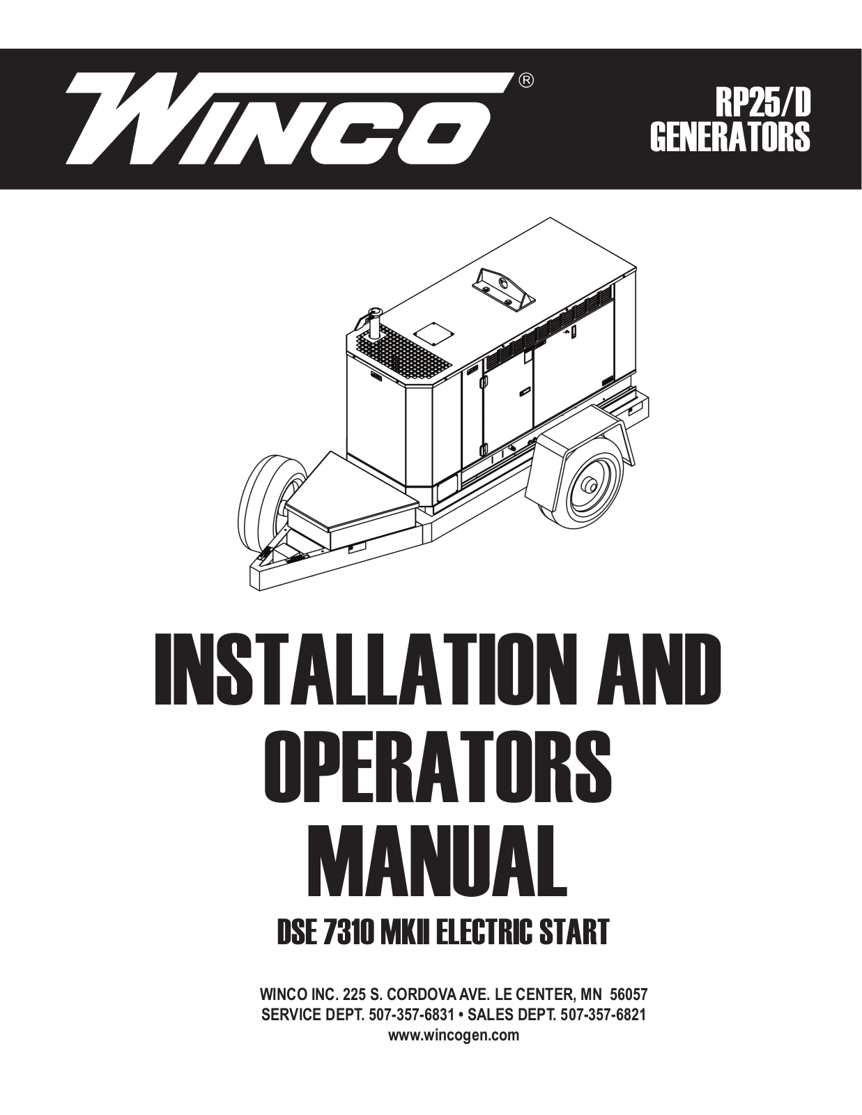 Winco RP25/D Installation And Operator's Manual