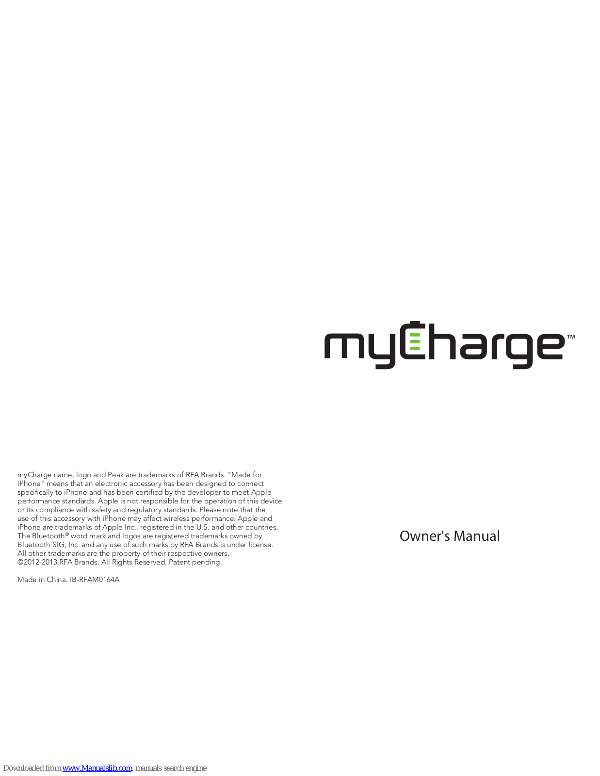 MyCharge Trek 2000 Owner's Manual